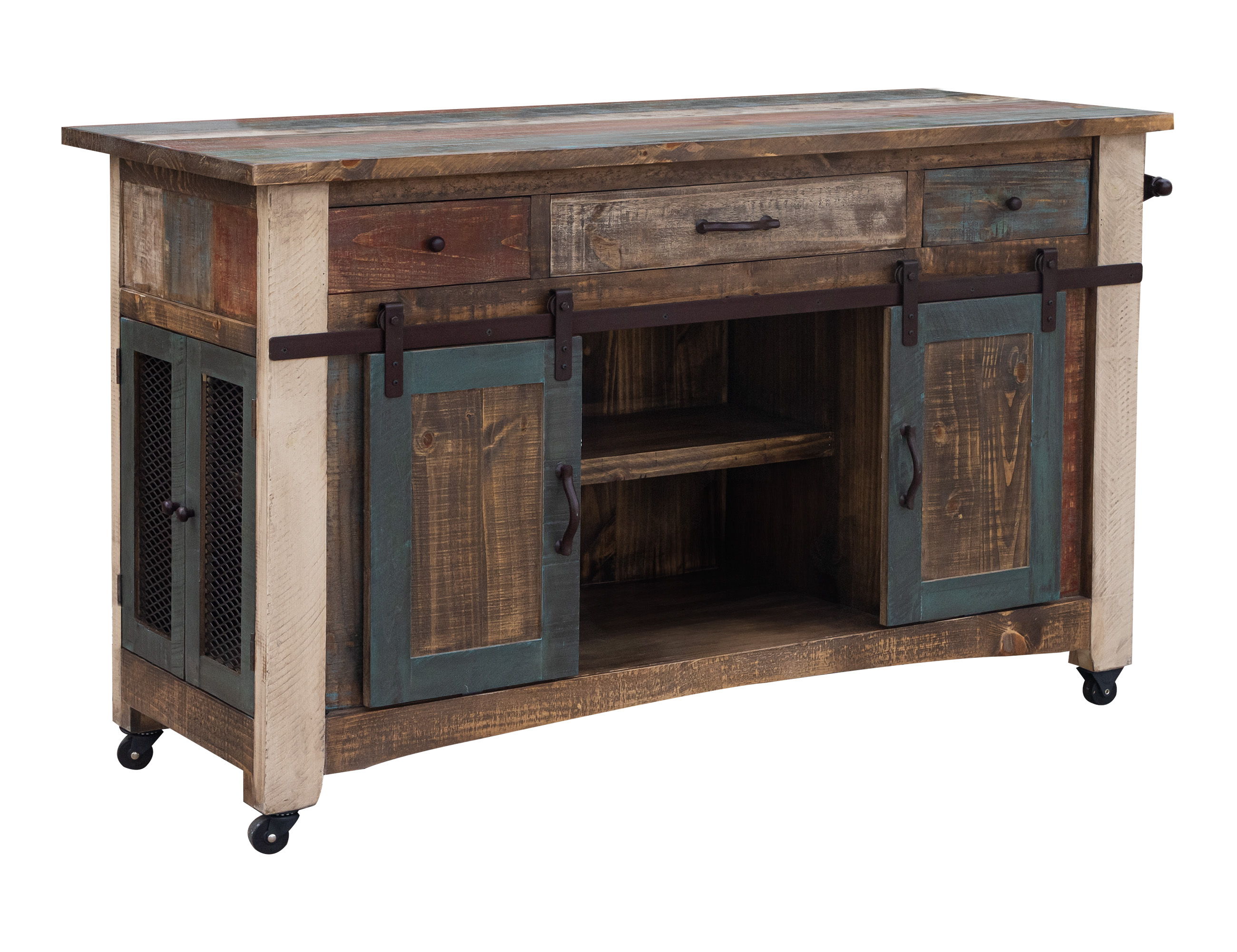 International Furniture Direct Antique - 2 Drawers Kitchen Island - Multicolor