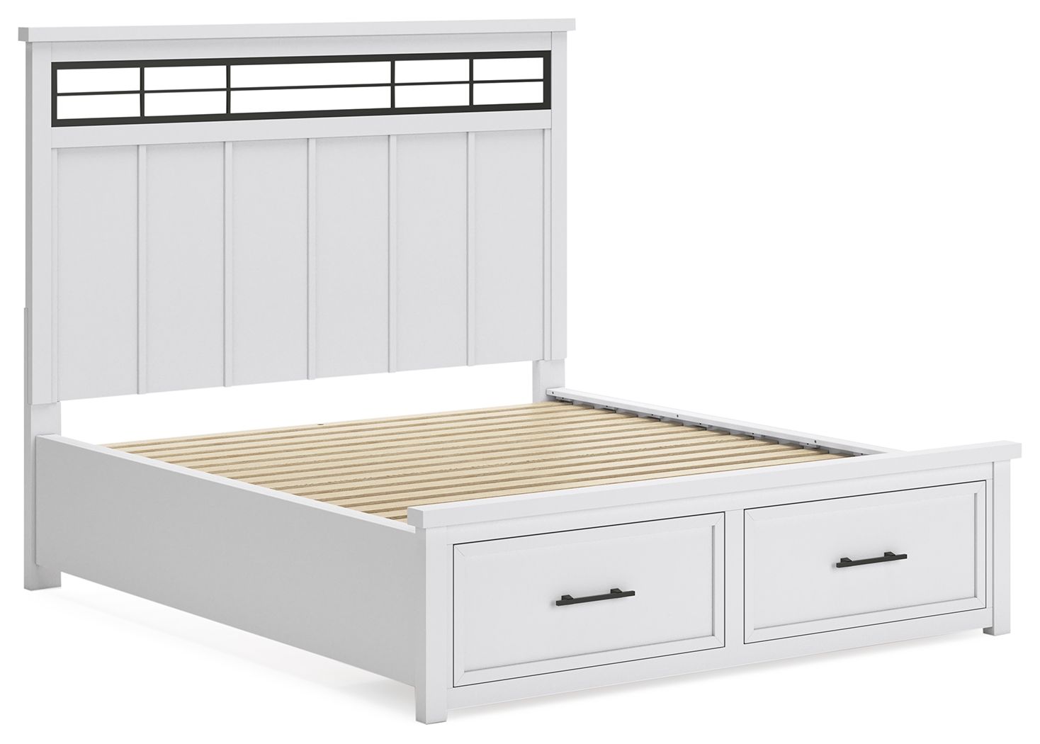 Ashbryn - California King Panel Storage Bed - White / Natural