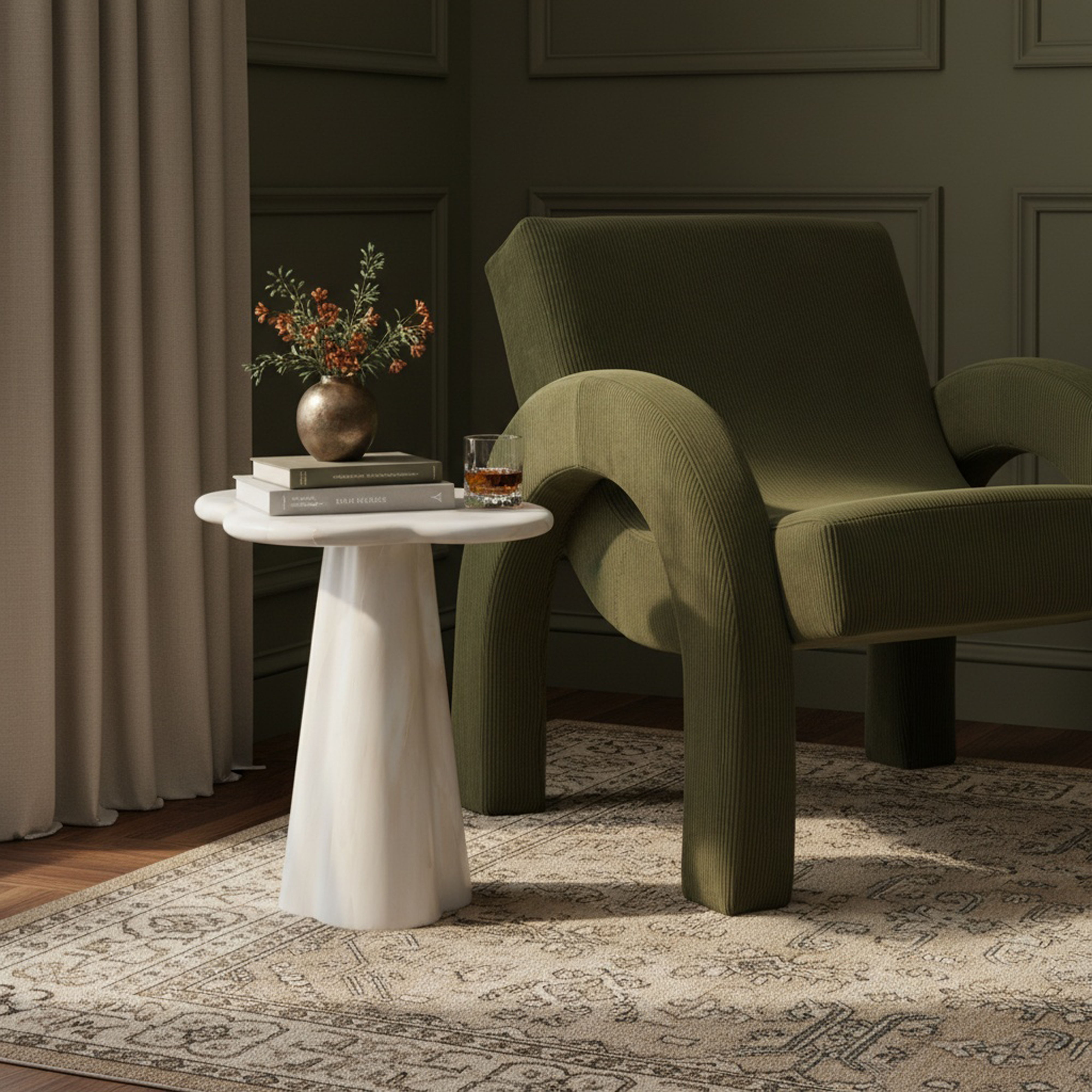 Nola - 18.5" Concrete Indoor / Outdoor End Table - White