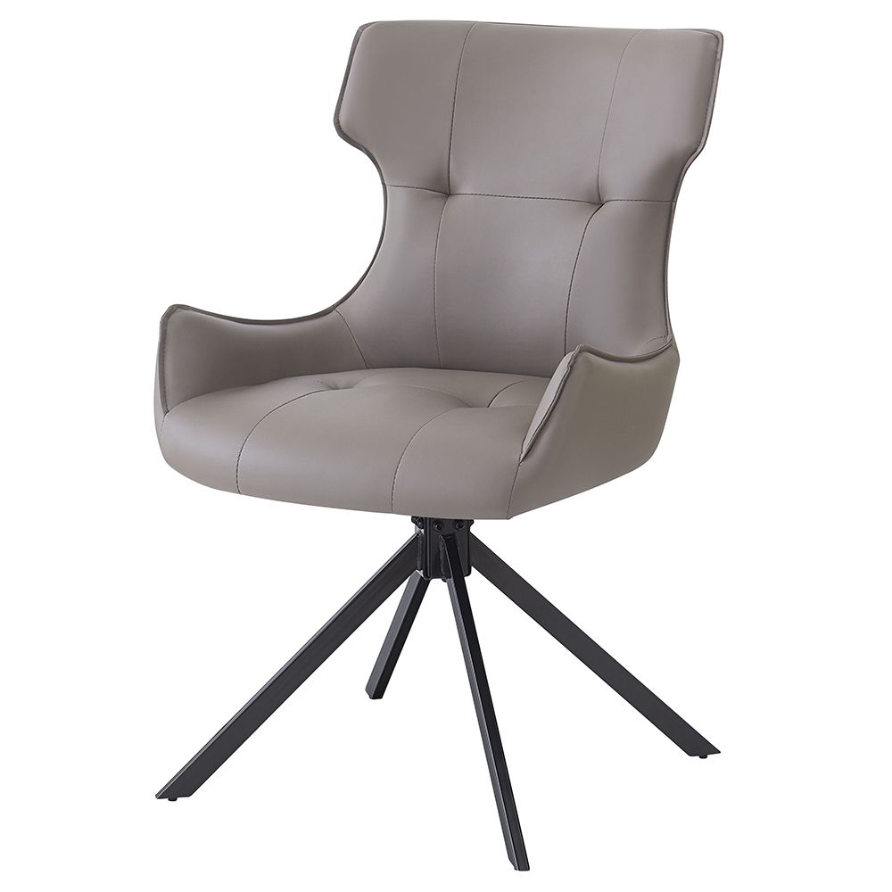 Damita - Camel Synthetic Leather Side Chair With Swivel (Set of 2) - Gray & Black Finsh, gray, view 2