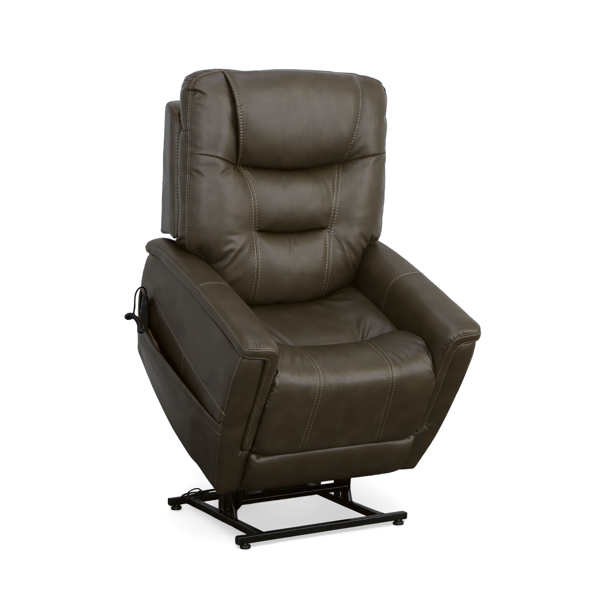 Shaw - Power Lift Recliner With Power Headrest & Lumbar - Driftwood, dark brown, view 2