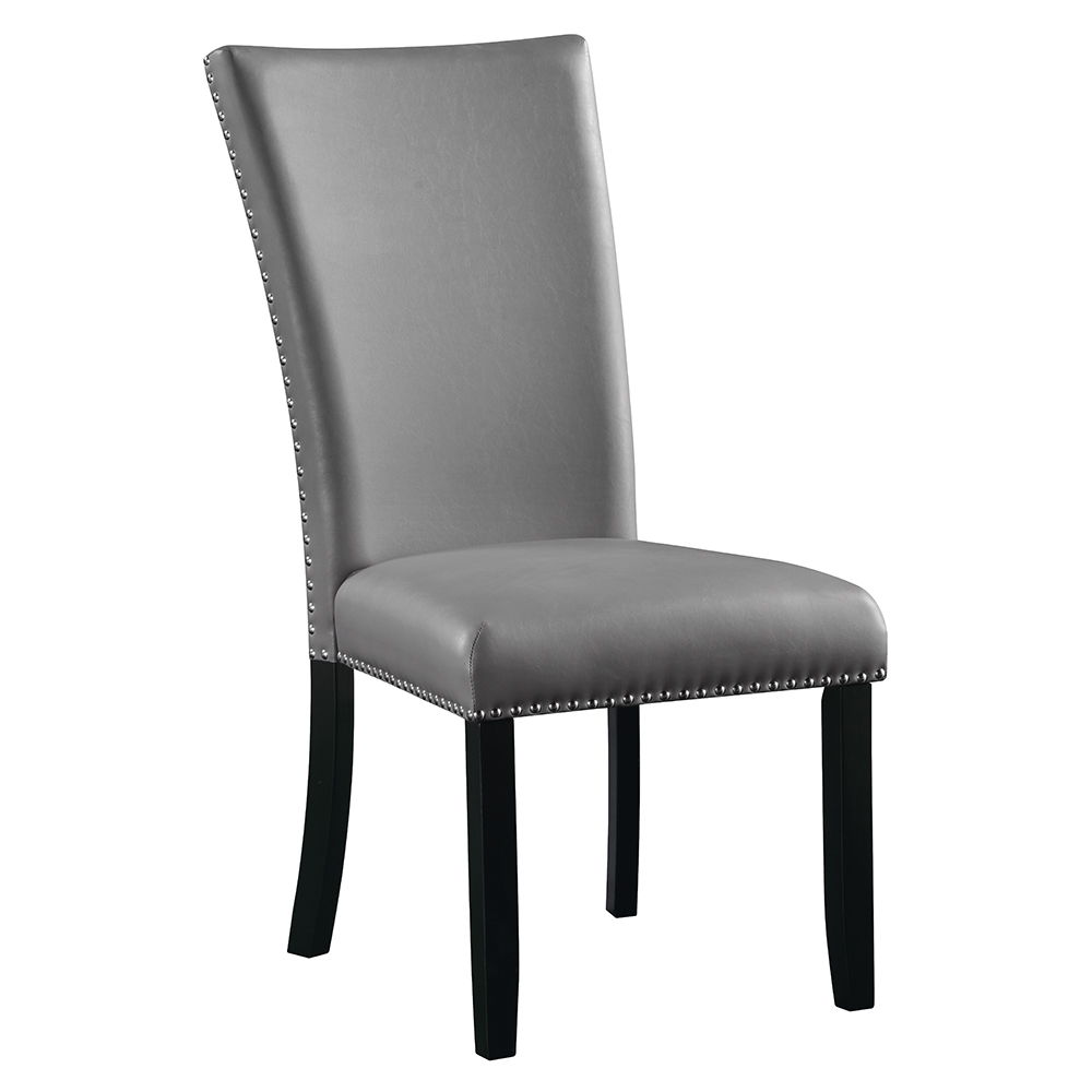Caralin - Side Chair (Set of 2) - Gray Synthetic Leather & Black, gray, view 2