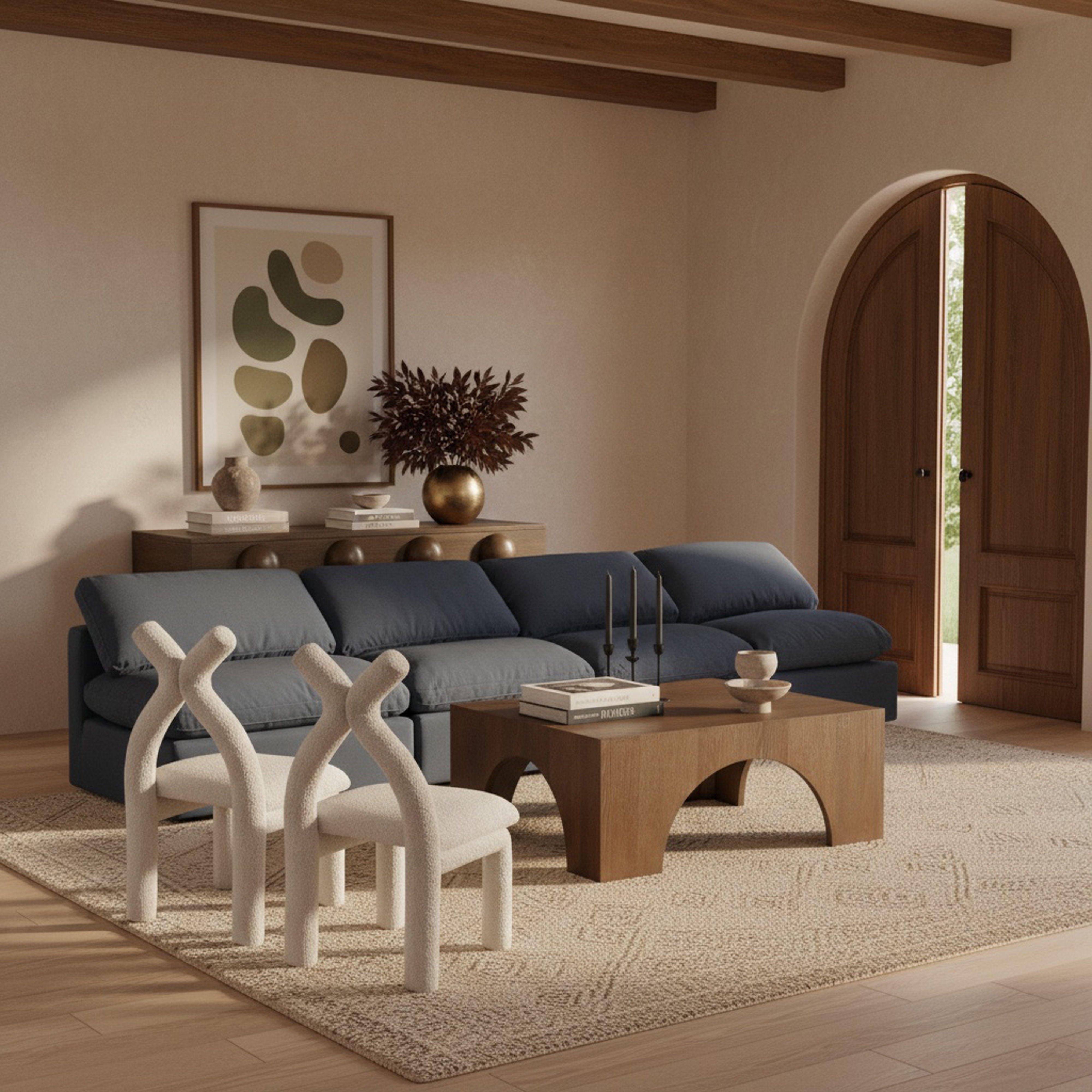 Indulge - Linen 4 Piece Modular Armless Sofa - Navy
