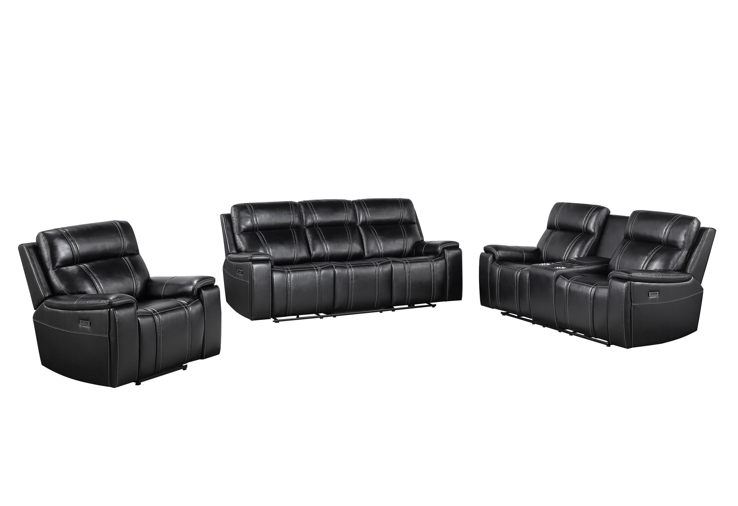 U8880 - 3 Piece Living Room Set (Power Reclining Sofa / Power Console Reclining Loveseat / Power Recliner) - Black