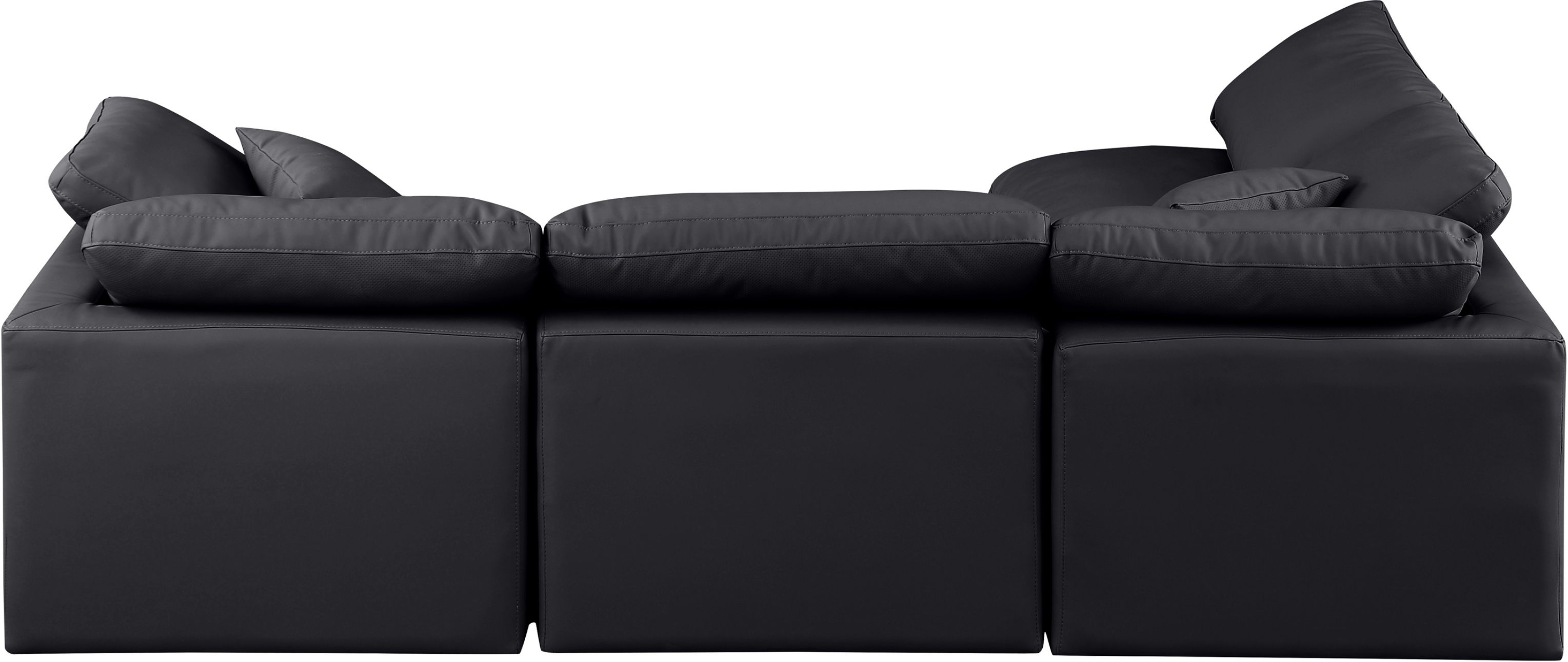 Indulge - Faux Leather 4 Piece Modular Sectional - Black