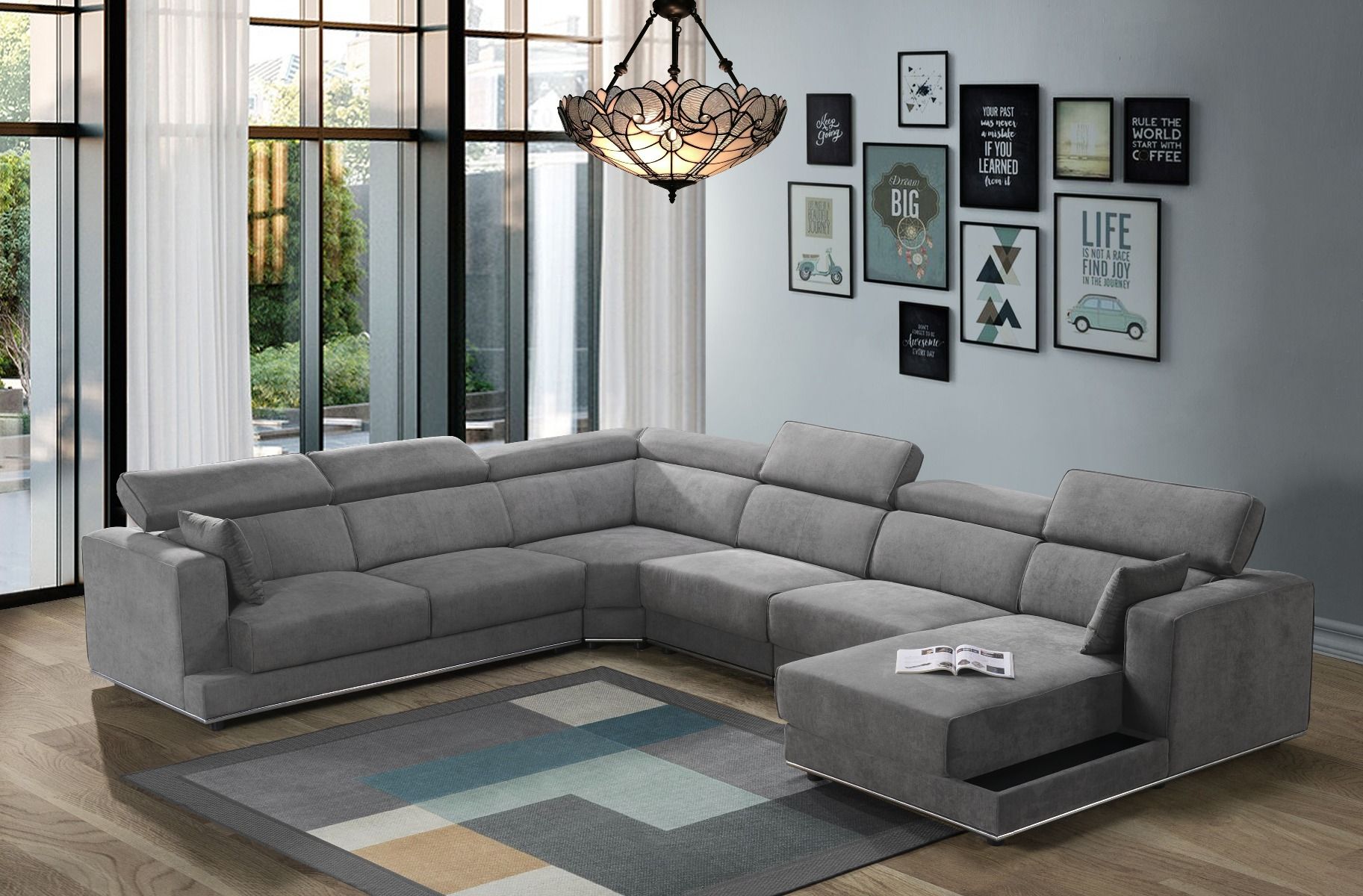 Alwin - Modular Lf Sofa - Dark Gray Fabric, dark gray, view 4