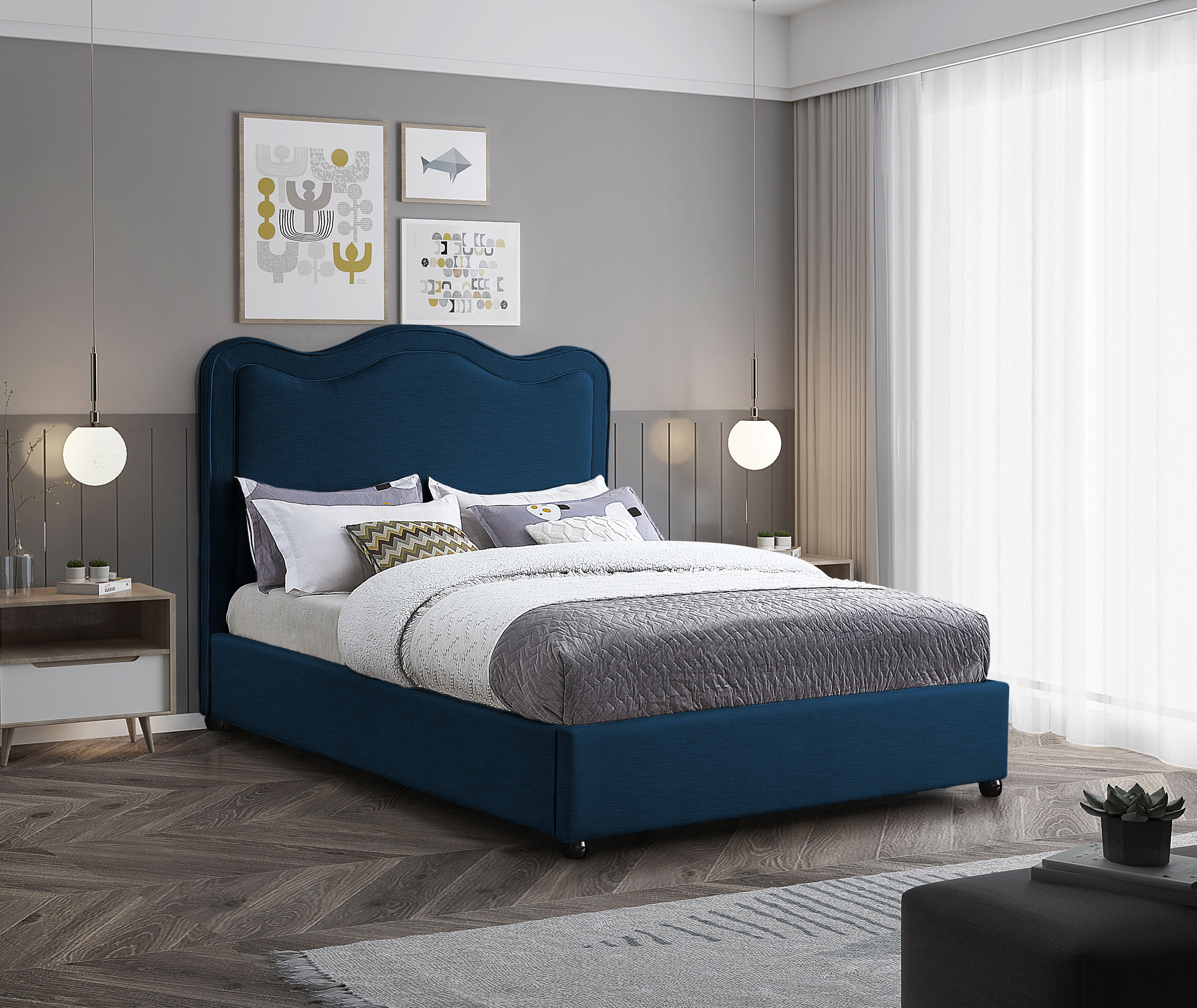 Felix - King Bed - Navy