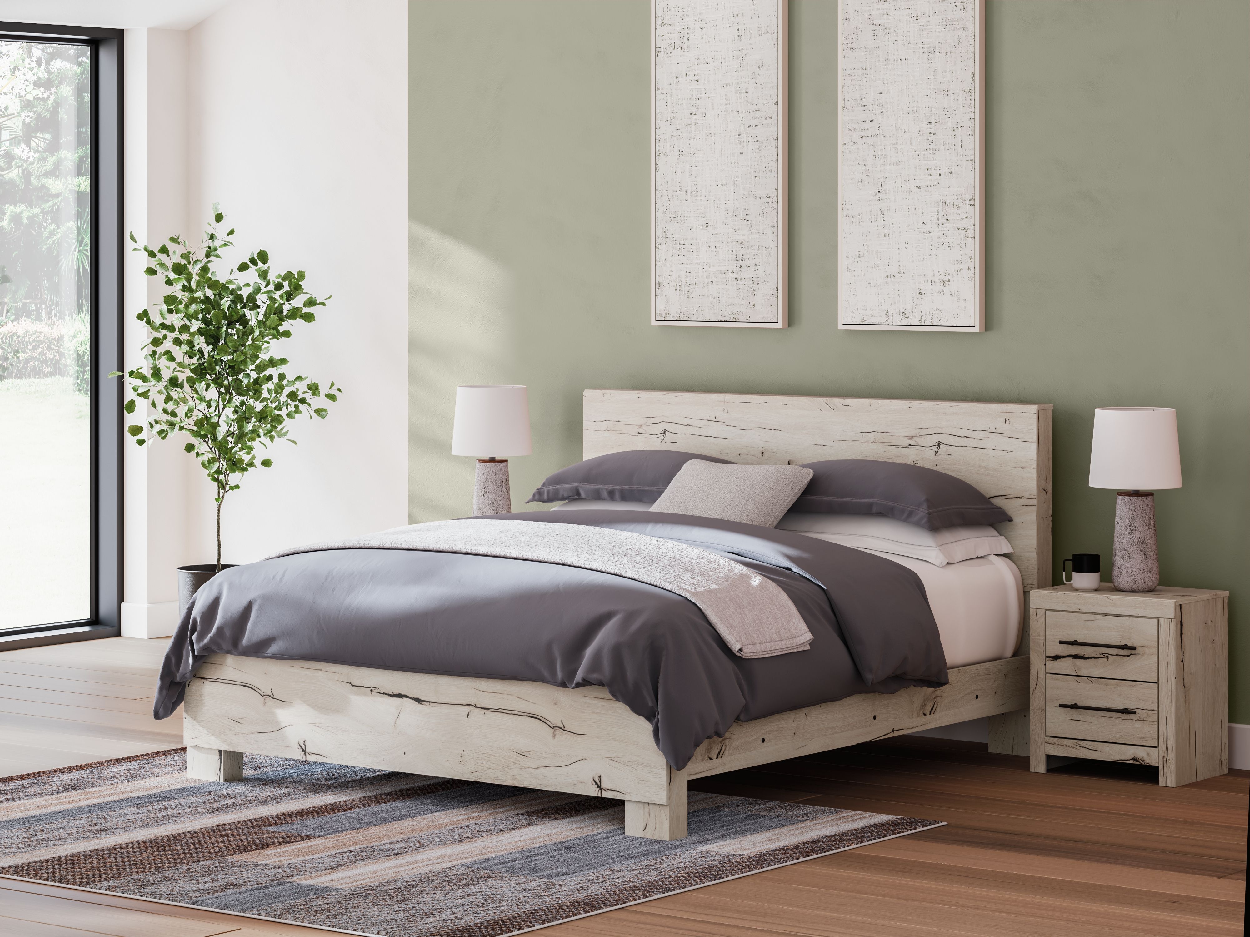 Ashley Lawroy - Light Natural - King Panel Bed