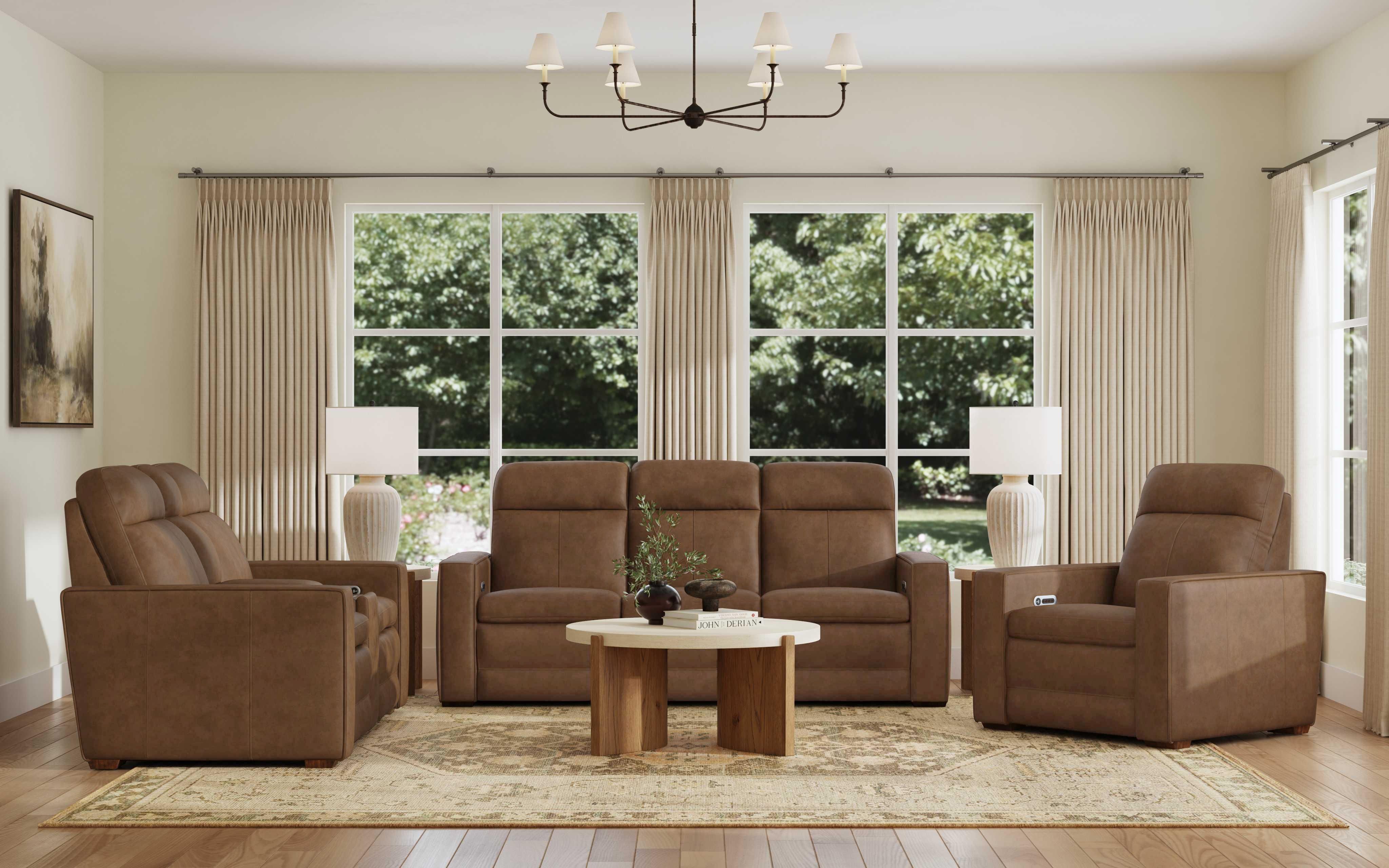Dutch - Power Reclining Sofa With Console, Power Headrest, & Lumbar - Dark Brown, dark brown