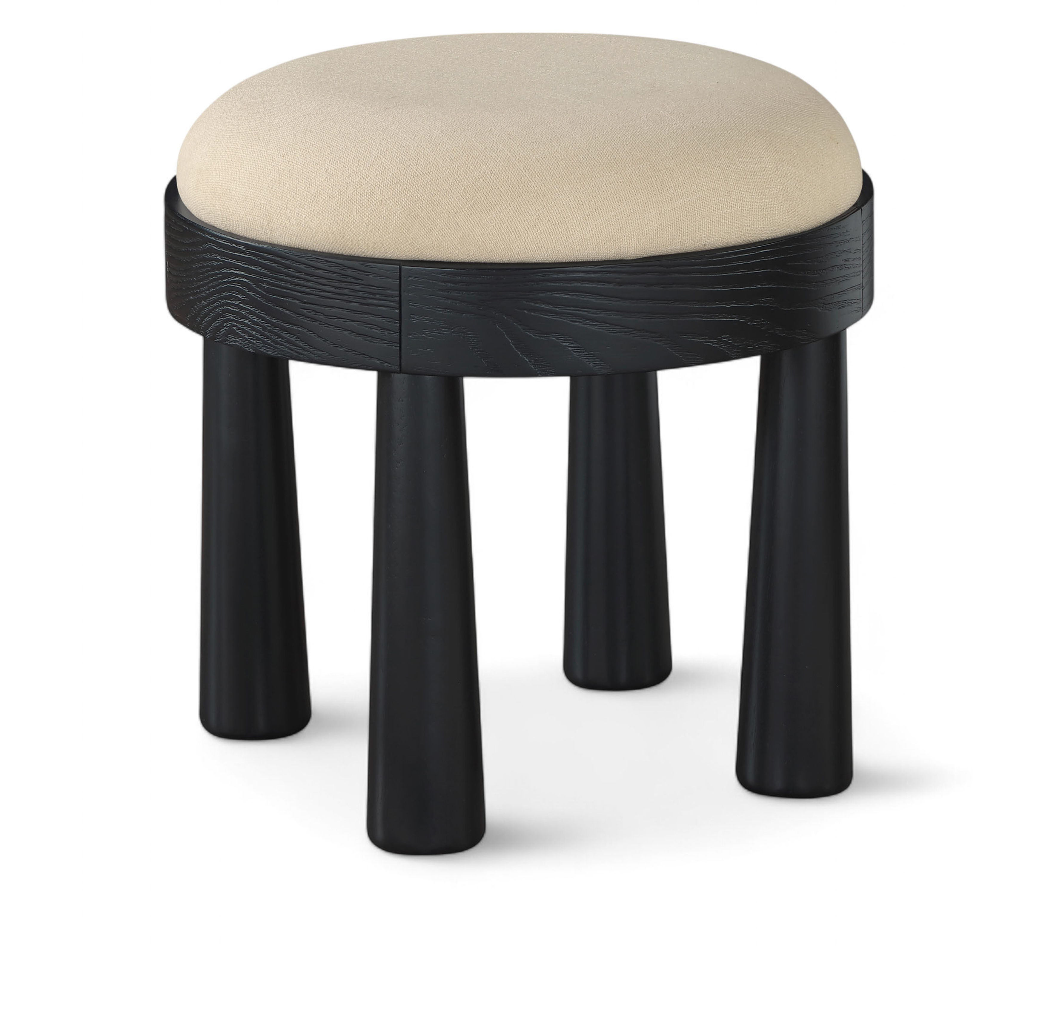 Larea - Linen Textured Fabric Ottoman - Beige