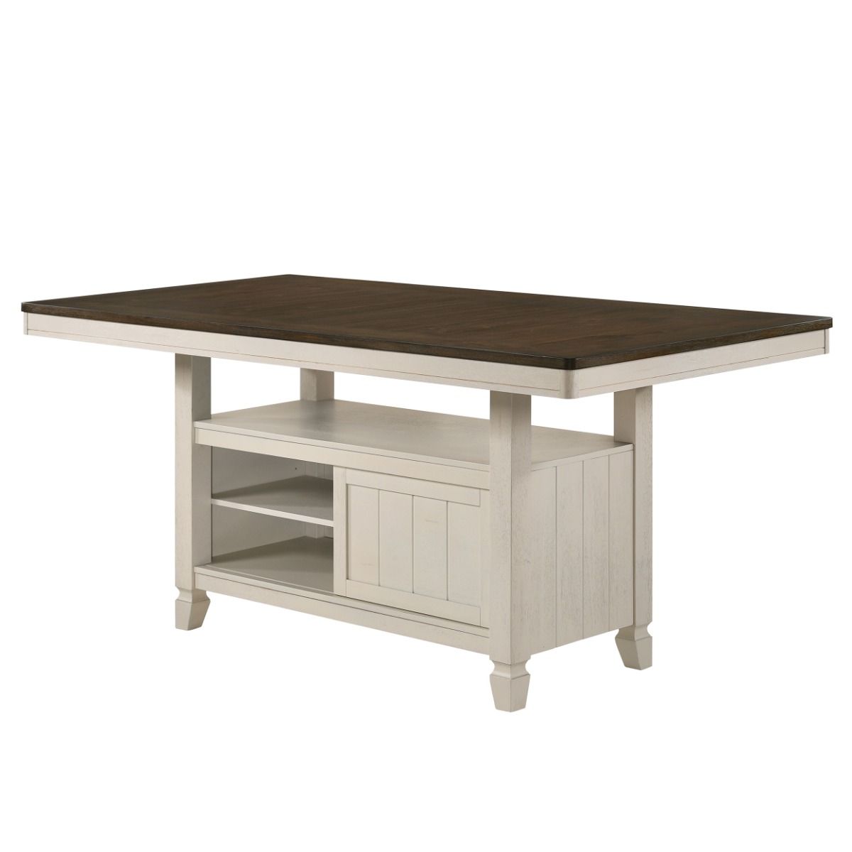 Tasnim - Counter Dining Table - Oak & Antique White, white