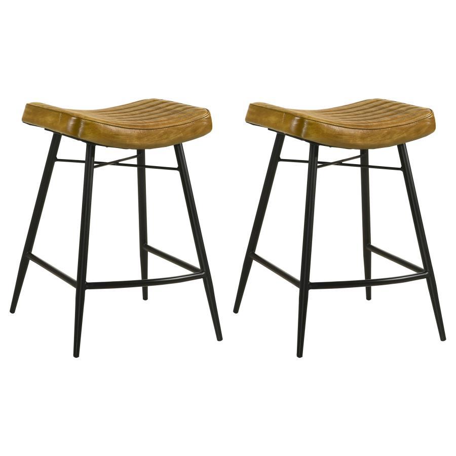 Bayu - Leather Upholstered Counter Stool (Set of 2) - Camel Image