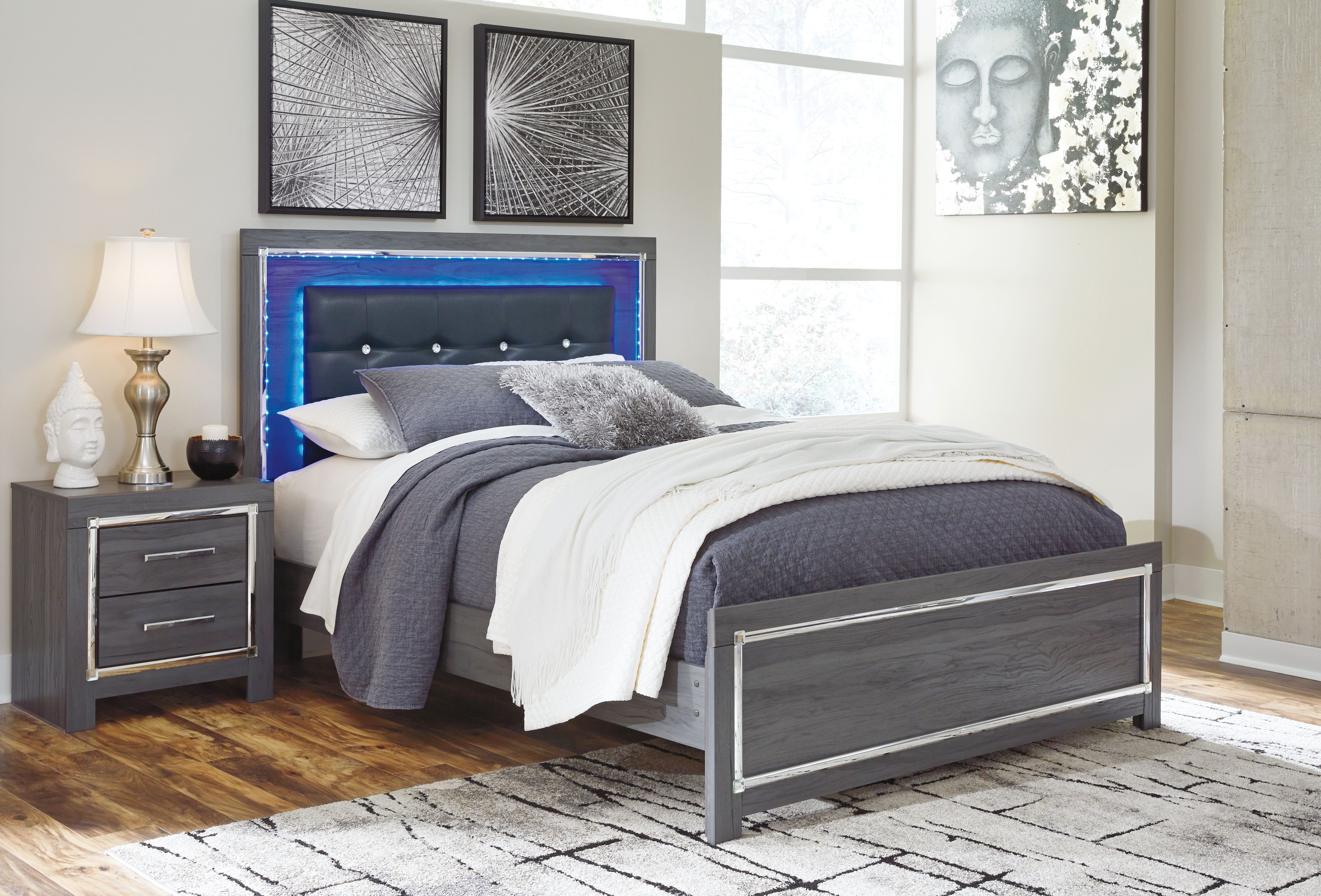 Ashley Furniture Lodanna - Queen Panel Bed - Gray - Image 7