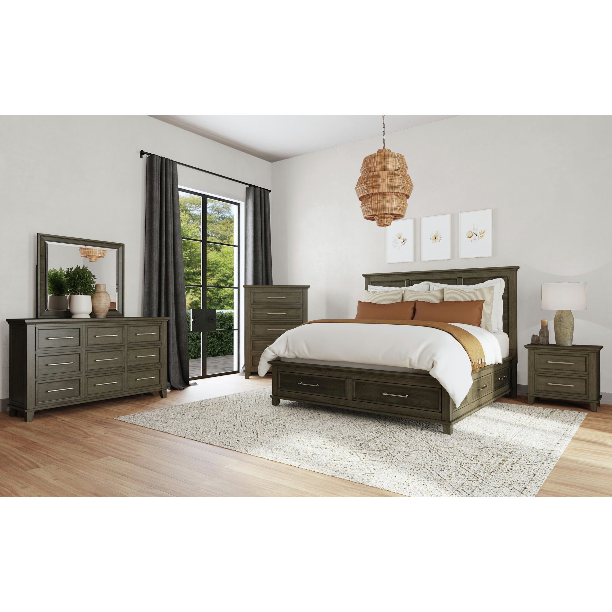 Canterbury - Dresser And Mirror Set - Gray
