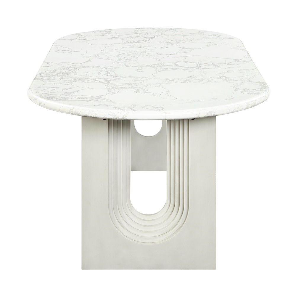 Zayn - Dining Table - White Natrual Marble Top & White, white, view 4