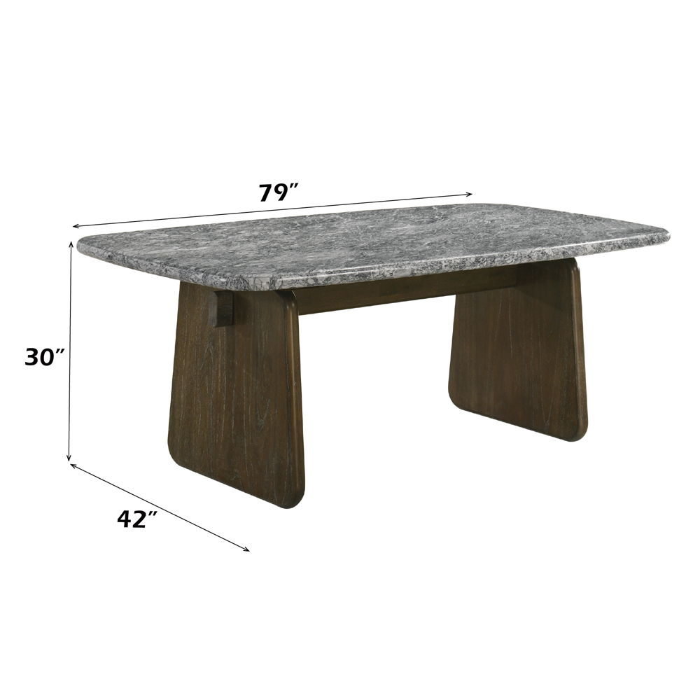 Dillon - Dining Table With Marble Top - Natural / Walnut, dark brown, view 4