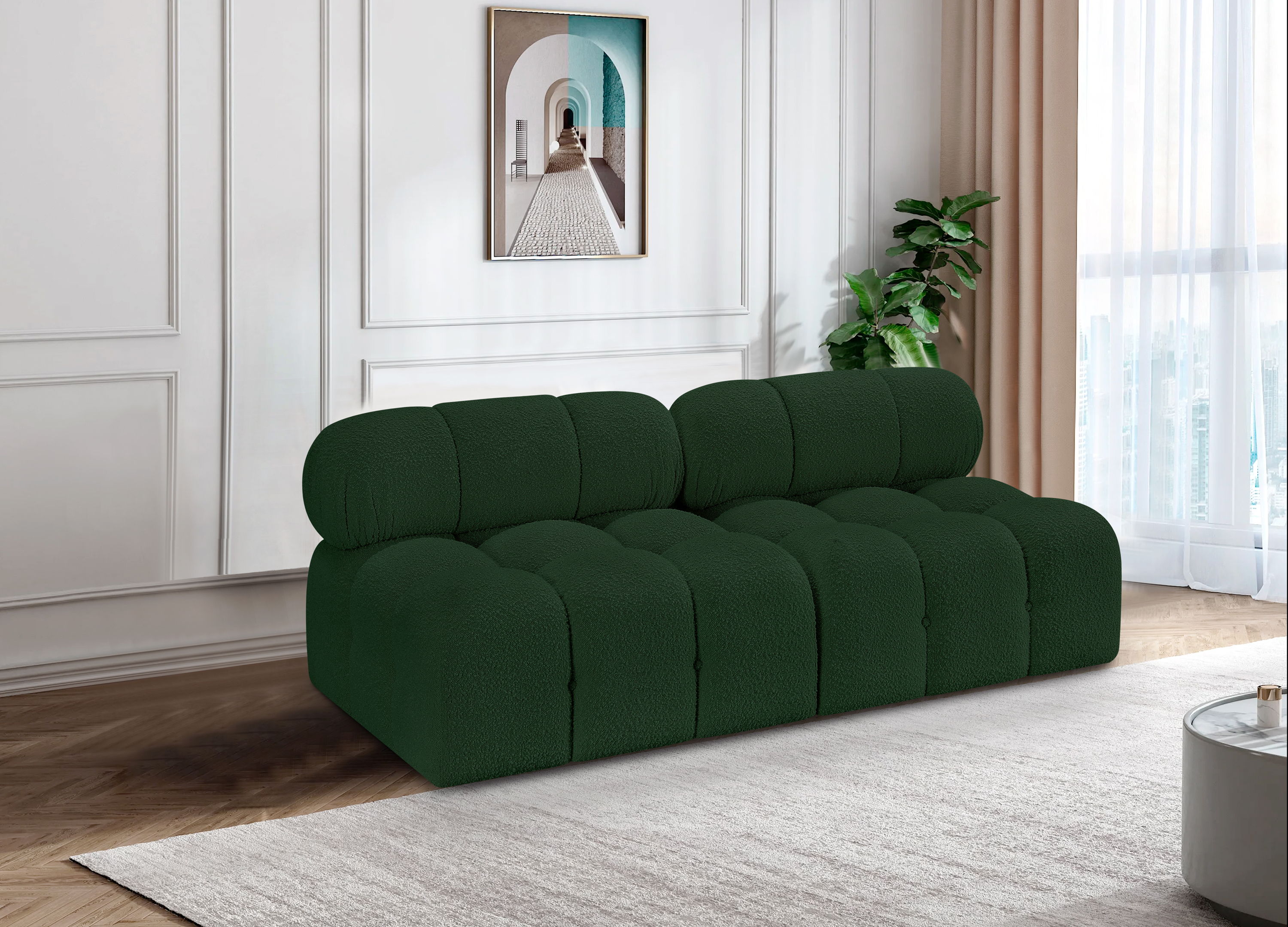 Ames - 2 Piece Modular Armless Sofa - Green