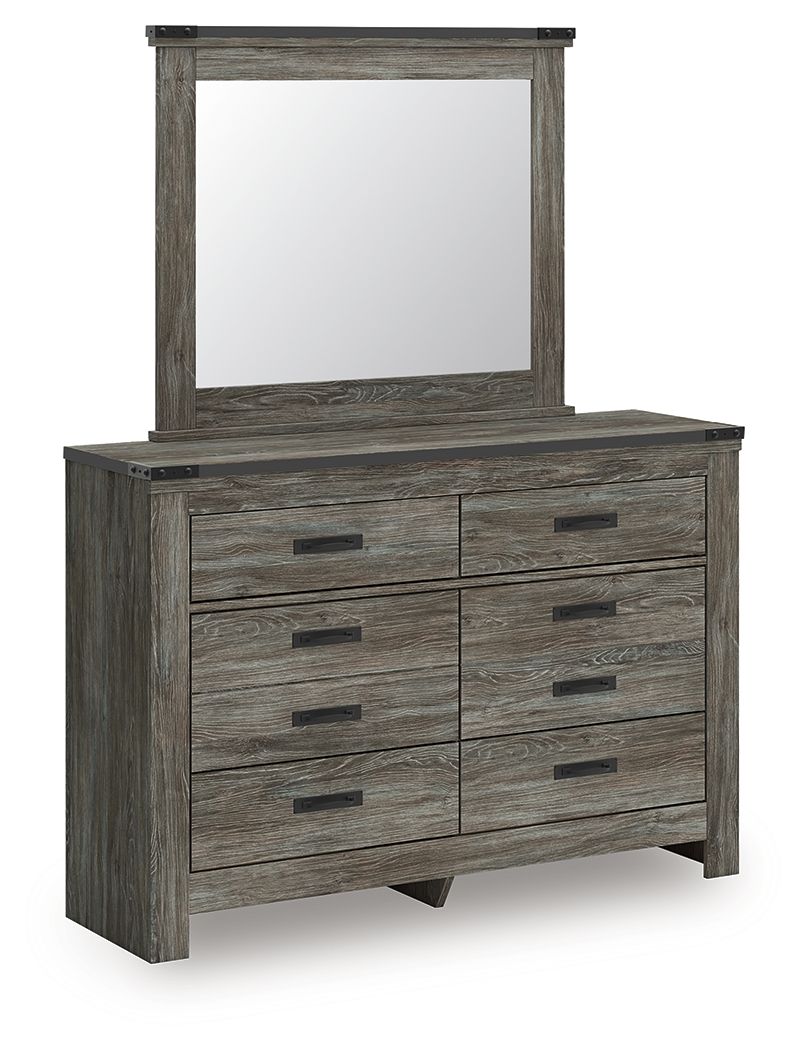 Frandern - 5 Pc. - Dresser, Mirror, Full Panel Bed - Black / Gray