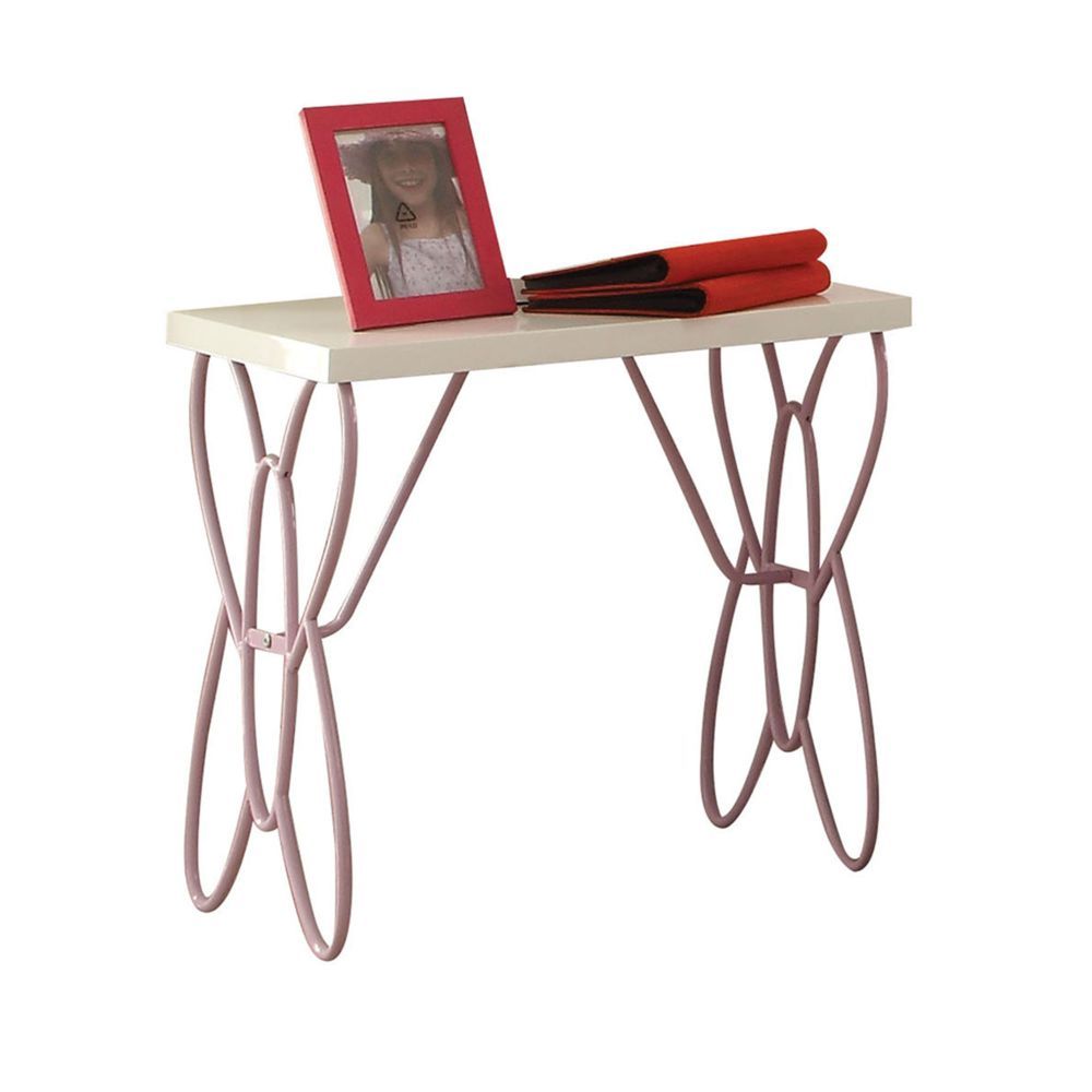 Priya II - Nightstand - White & Light Synthetic Leather Rple, white
