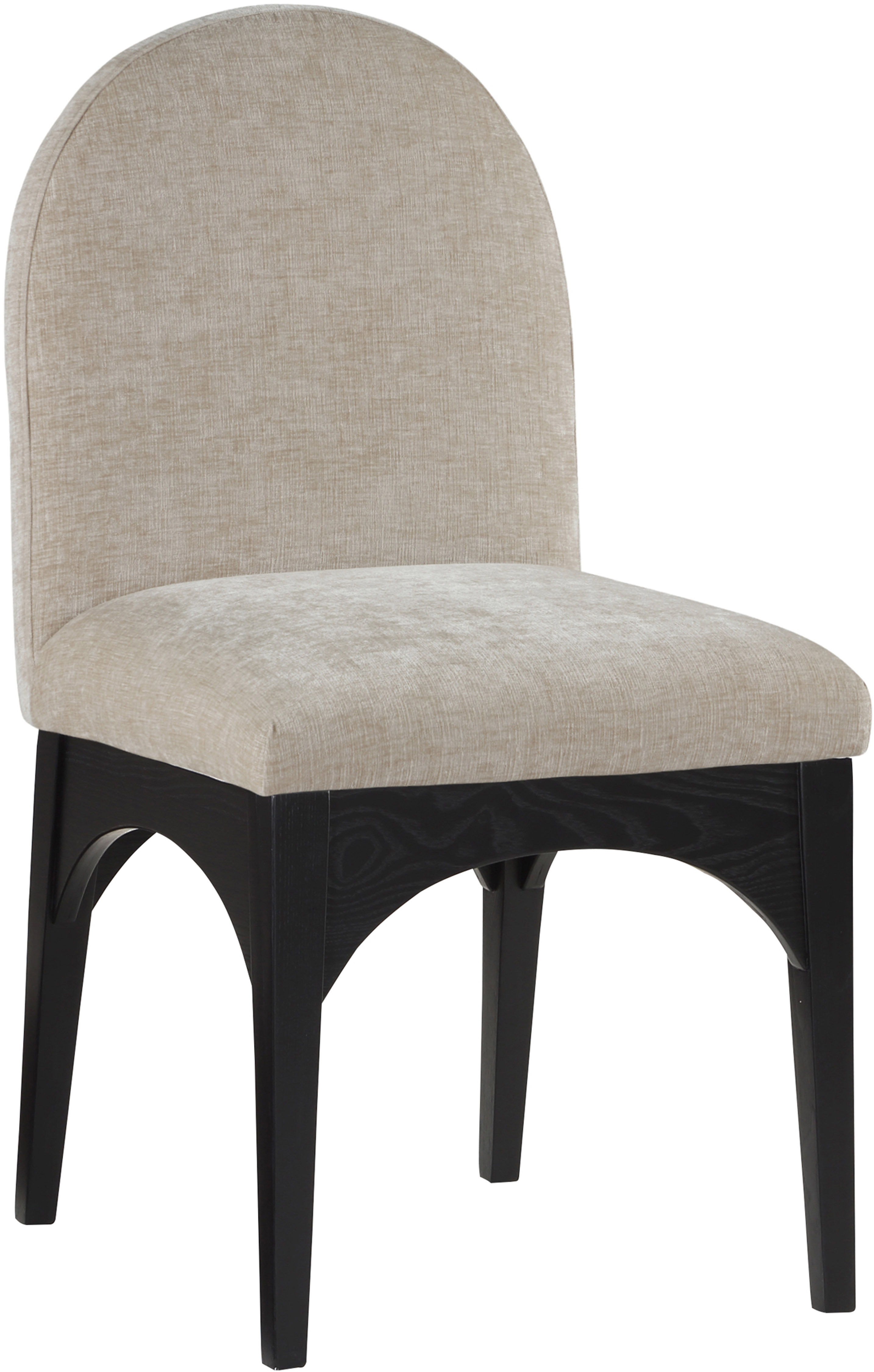 Waldorf - Chenille Dining Side Chair With Black Legs - Beige