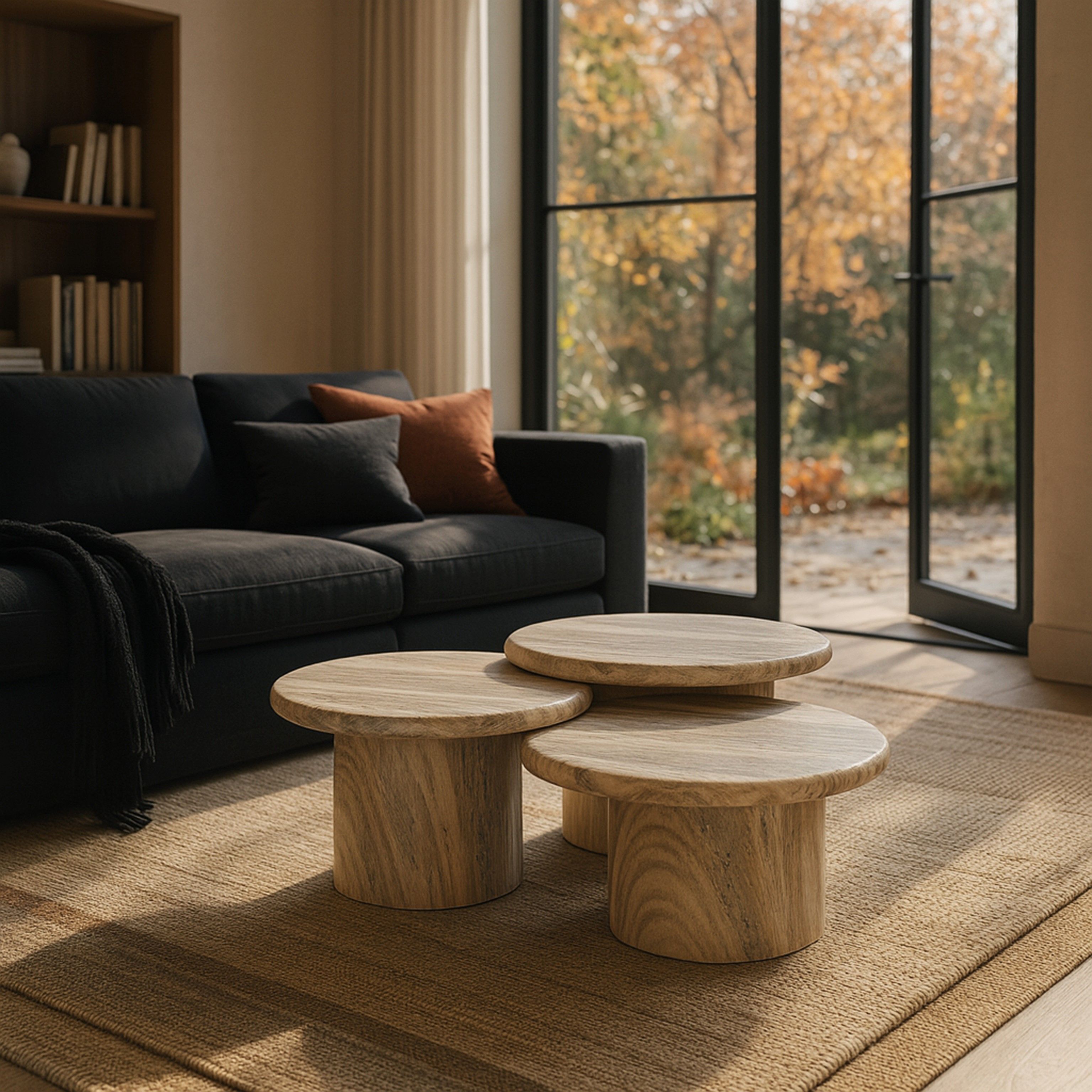 Emara - 3 Piece Concrete And Fiberglass Indoor / Outdoor Coffee Table - Natural
