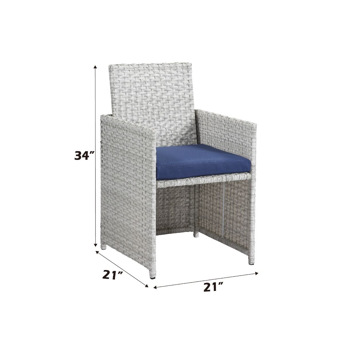 Paitalyi - 9 Piece Bistro Set - Blue Fabric & Wicker, beige, view 4