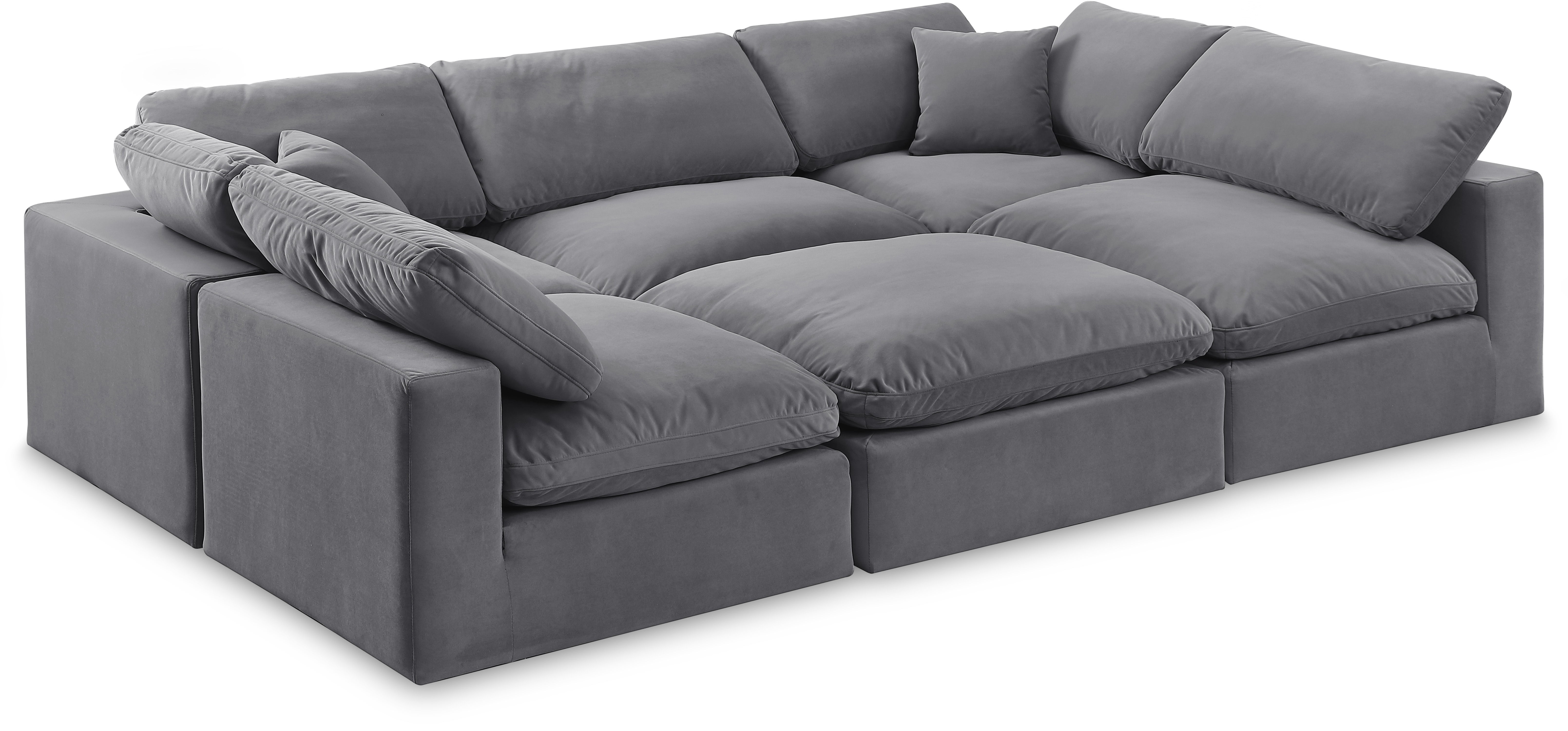 Comfy - 6 Piece Velvet Sectional - Dark Gray