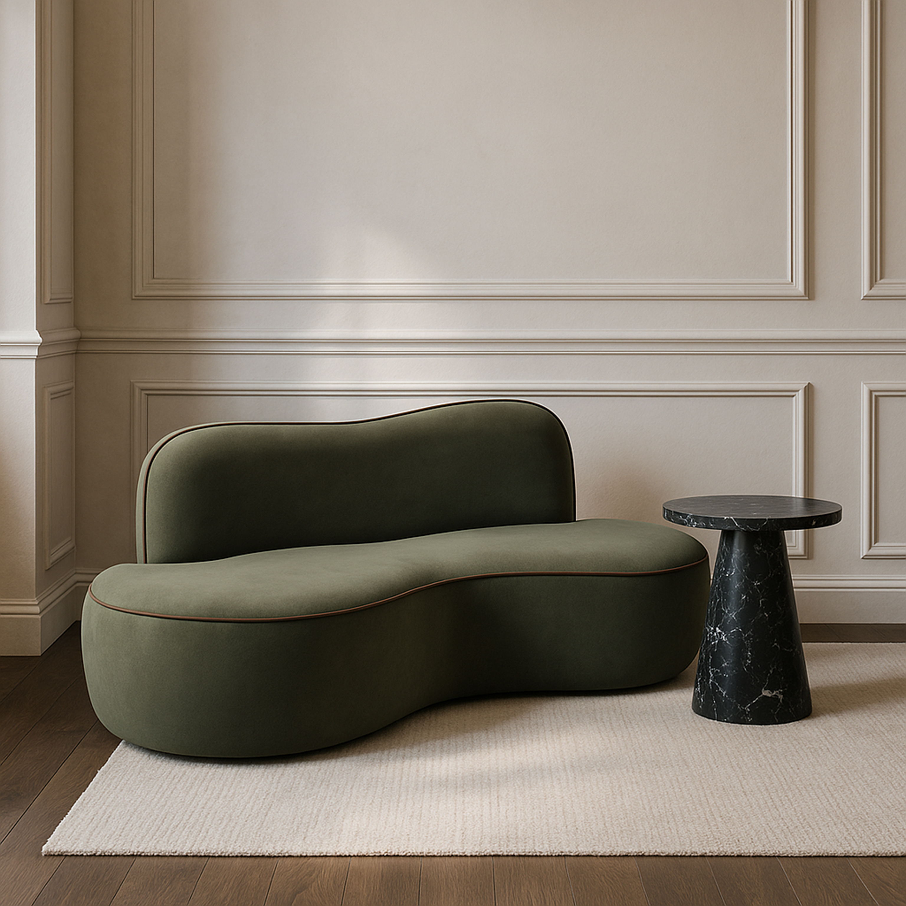 Swerve - Velvet 77" Upholstered Loveseat - Green