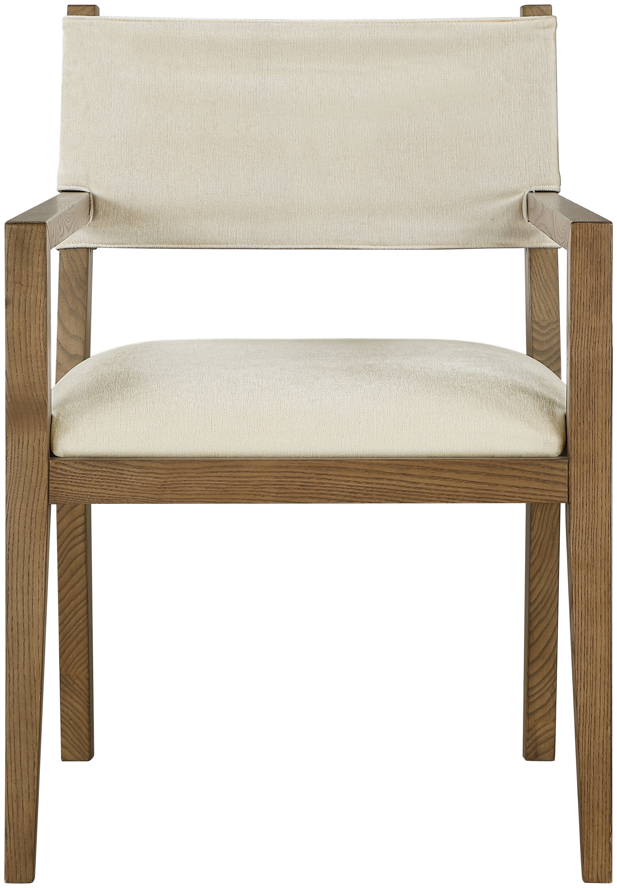 Avon - Linen Textured Performance Fabric Dining Arm Chair - Cream