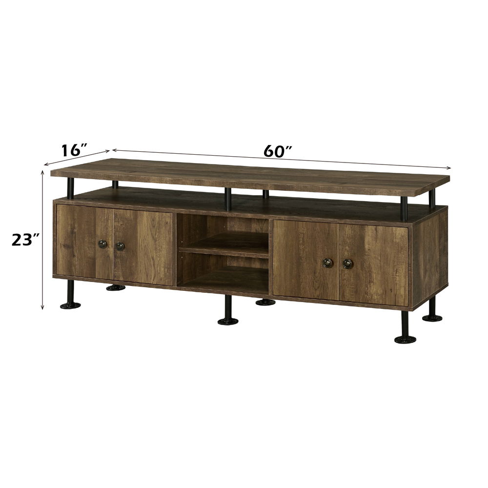Ensata II - TV Stand - Rustic Oak & Black, light brown, view 6