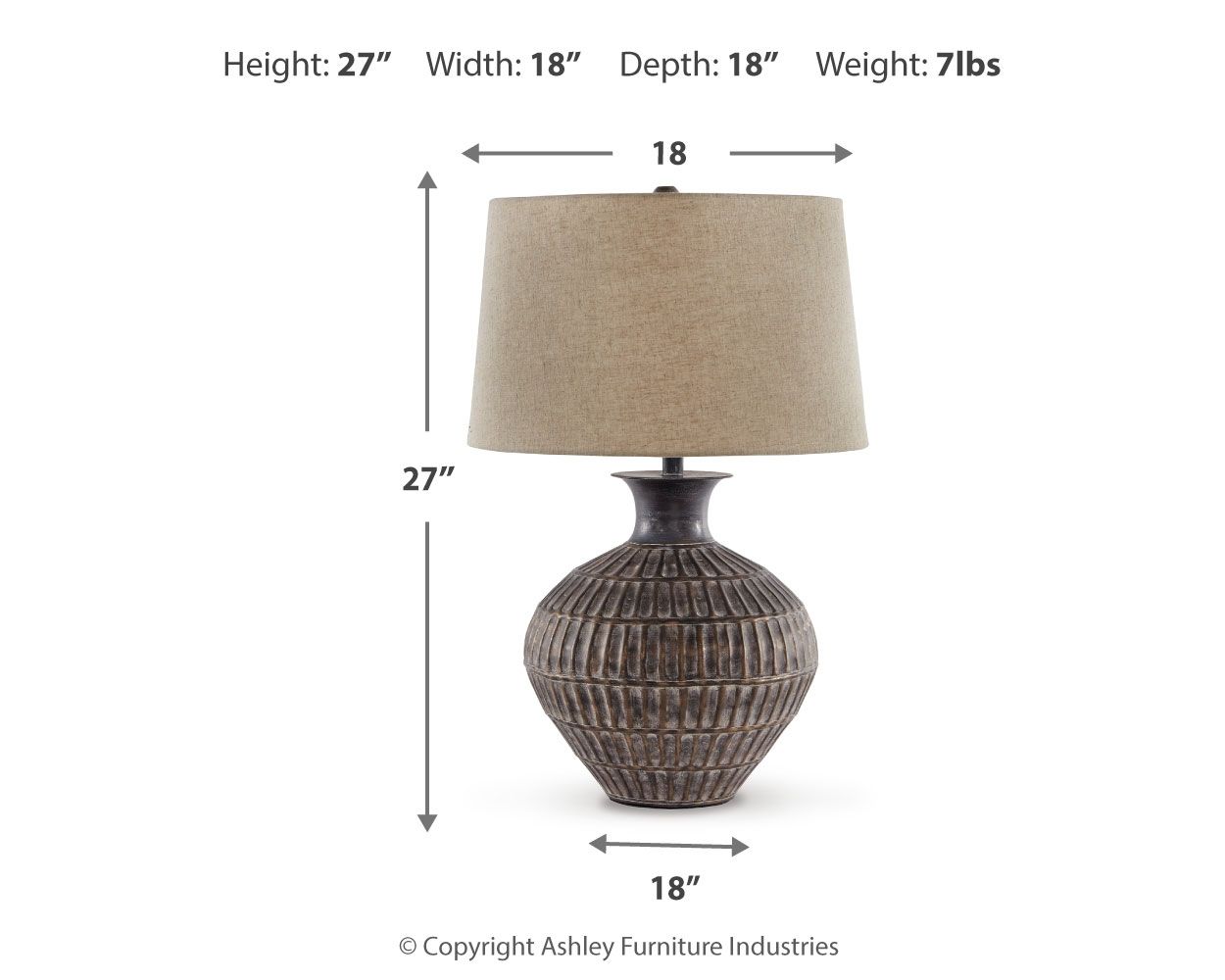 Ashley Furniture Magan - Metal Table Lamp - Antique Bronze Finish - Image 4