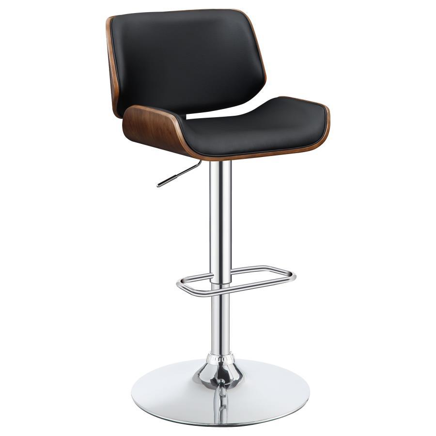 Folsom - Upholstered Adjustable Bar Stool - Black And Chrome Image