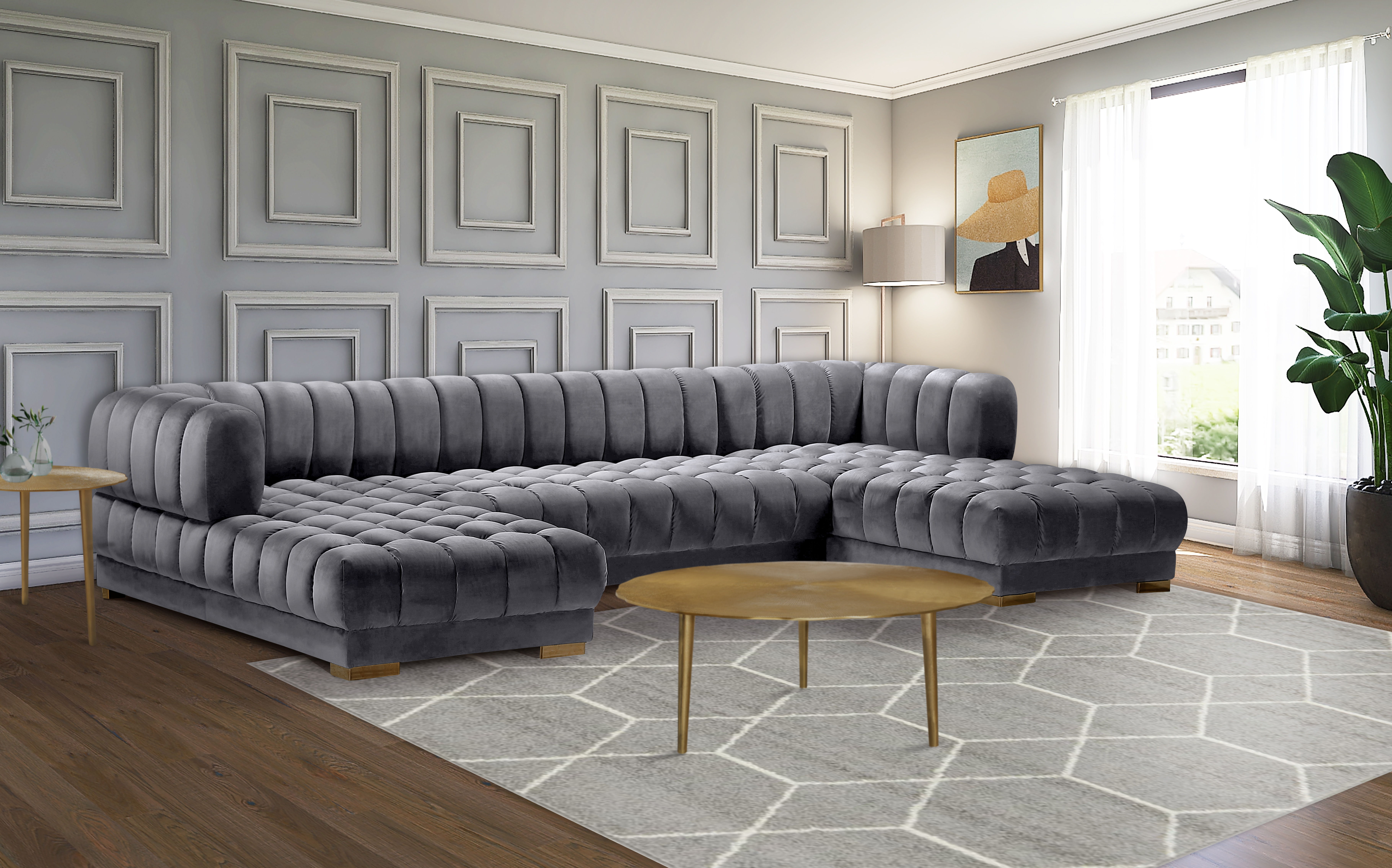 Gwen - 3 Piece Sectional - Gray