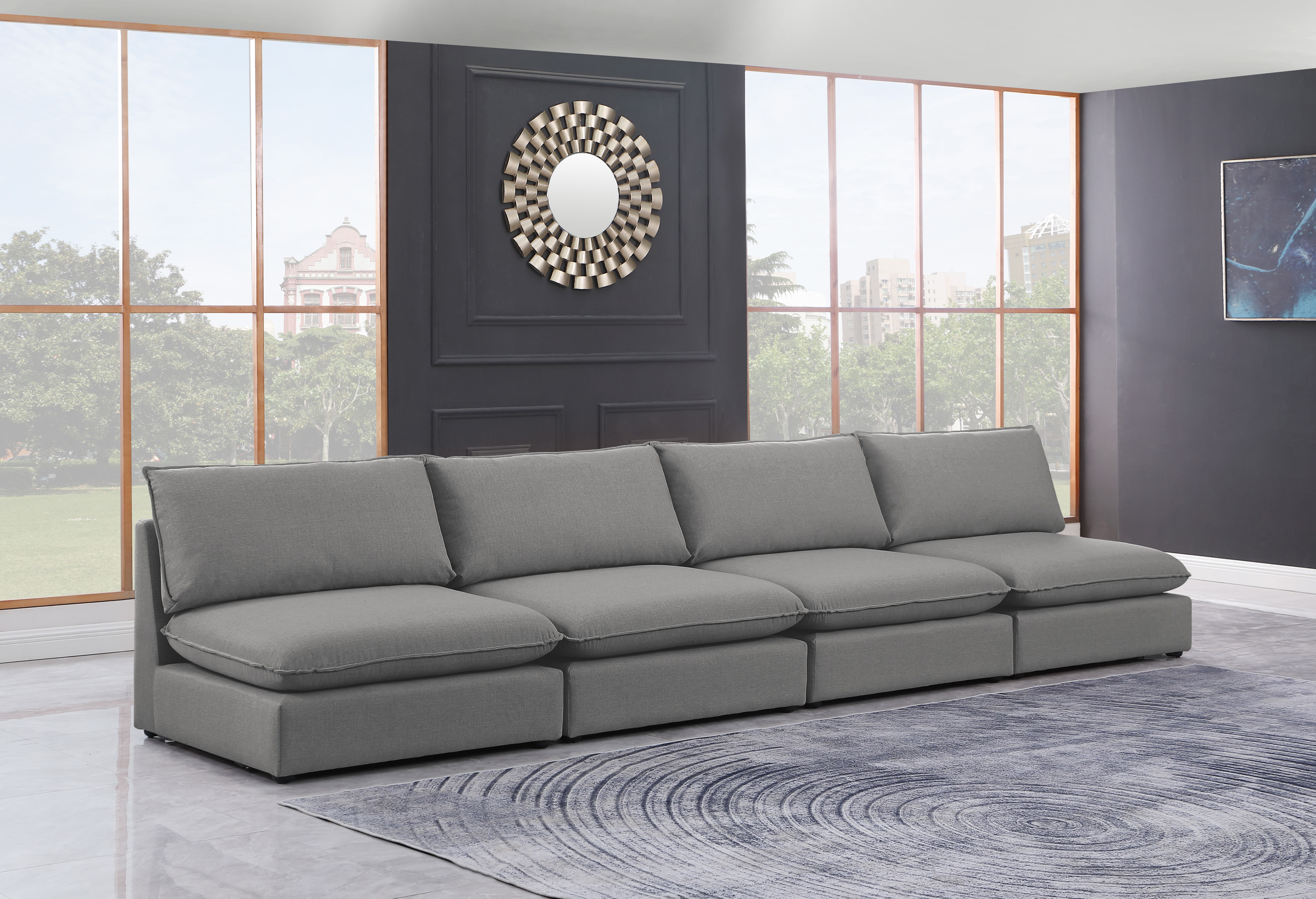 Mackenzie - 4 Piece Modular Armless Sofa - Gray