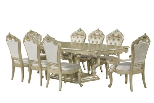Monique - Dining Table Top & Base - Silver, gray