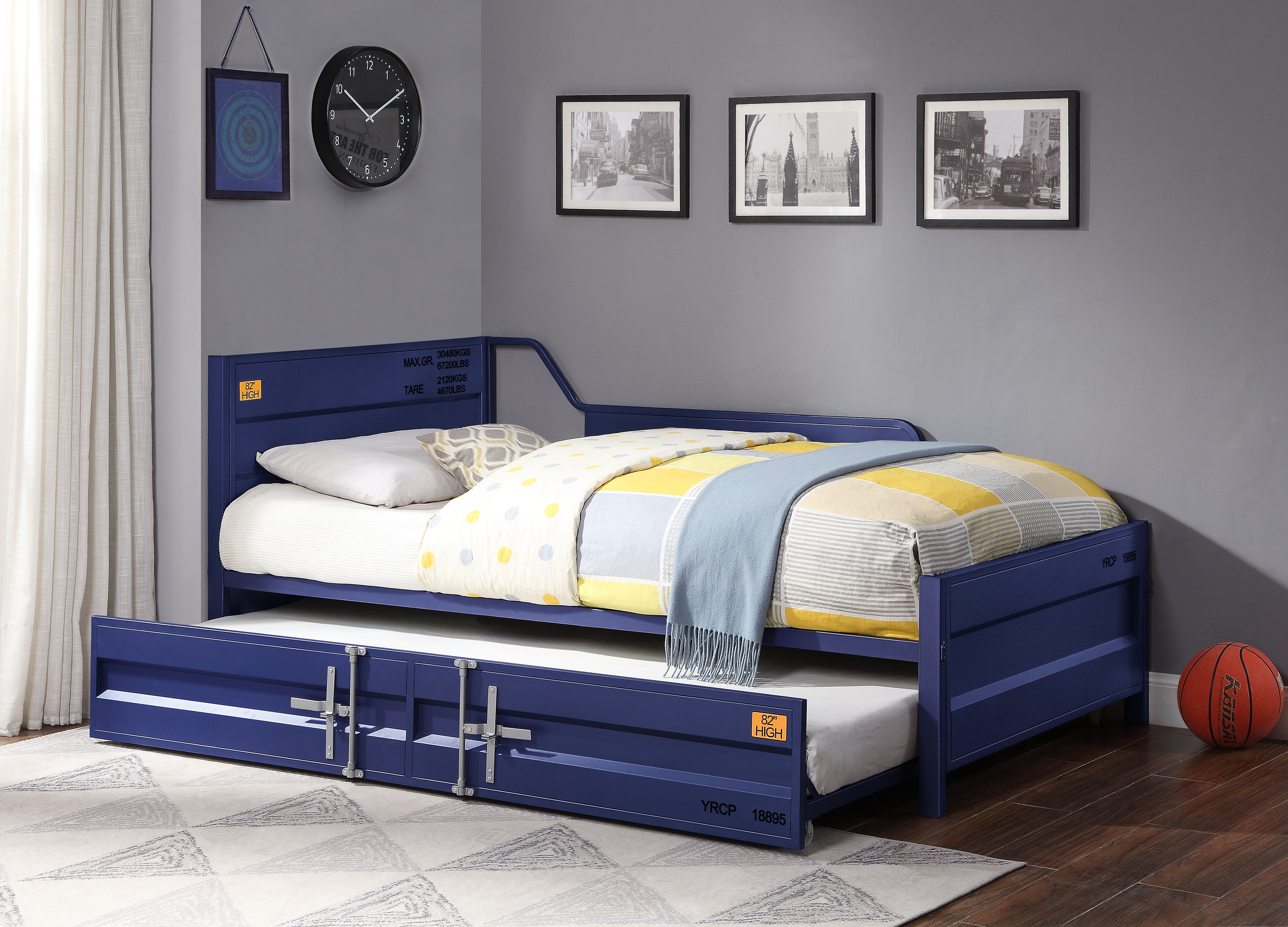 Cargo - Twin Daybed With Trundle - Blue, blue, view 2