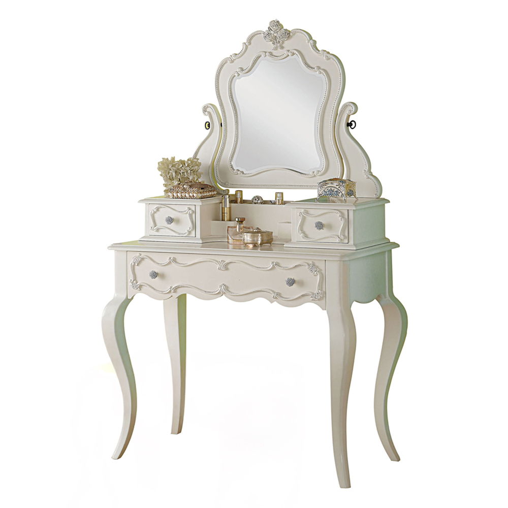Edalene - Vanity Desk With Mirror - Pearl White, white, view 2