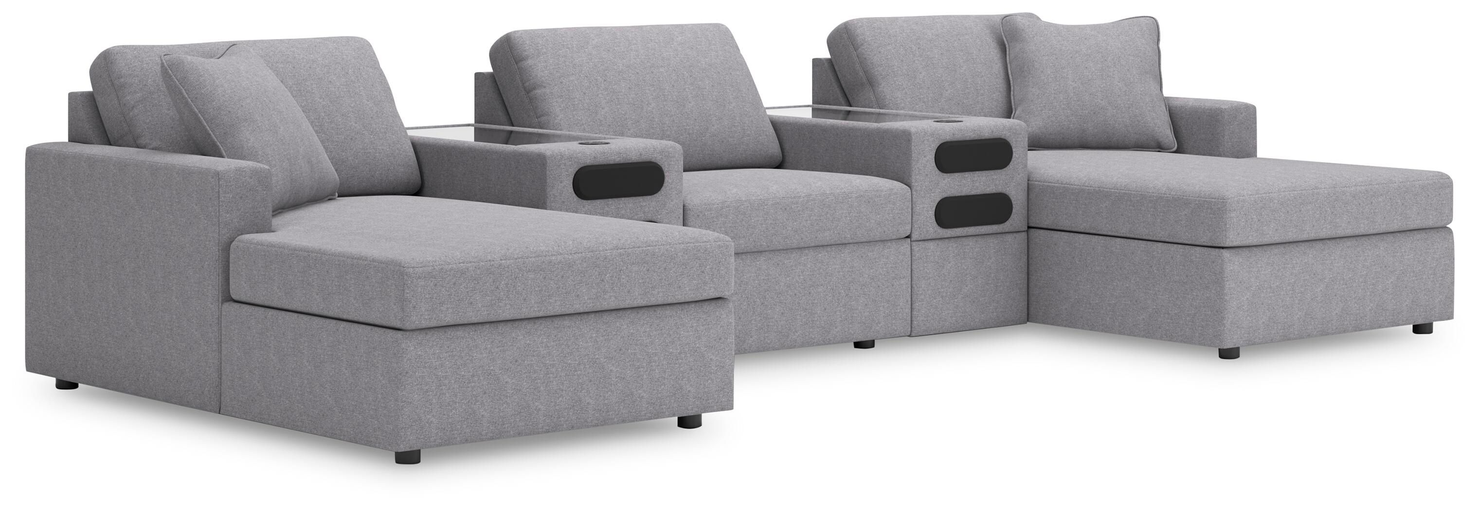 Modmax – 5-Piece Sectional With Chaise And Audio System Console – Granite