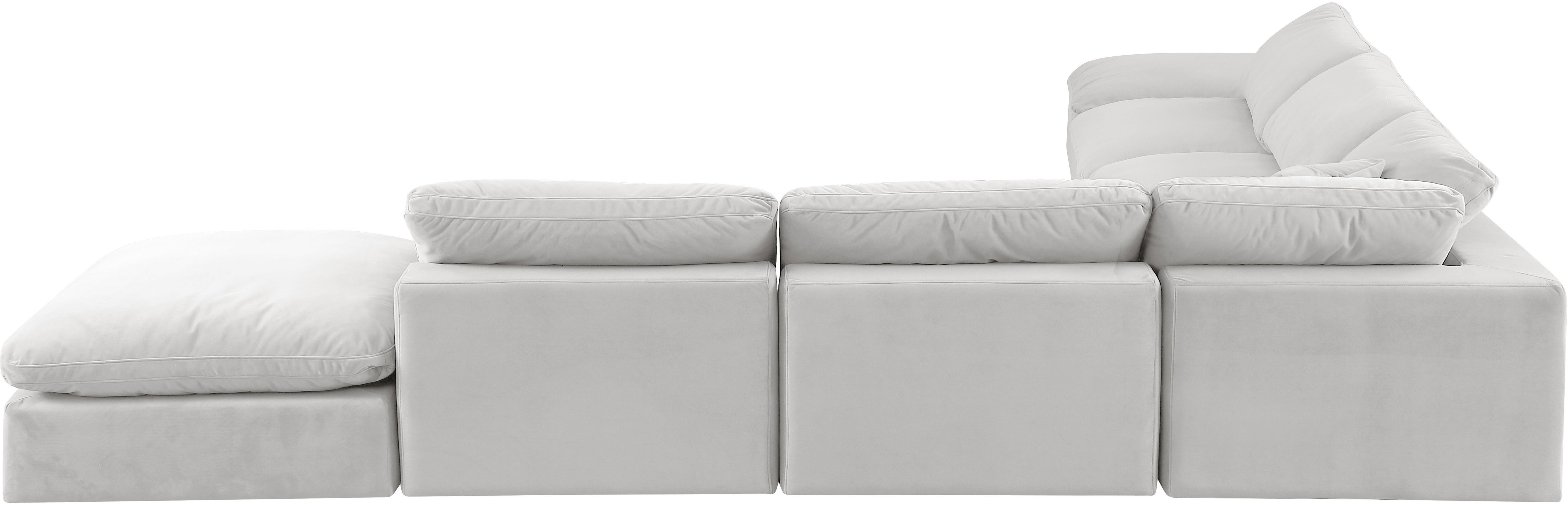Comfy - 7 Piece Velvet Modular Corner Sectional - White