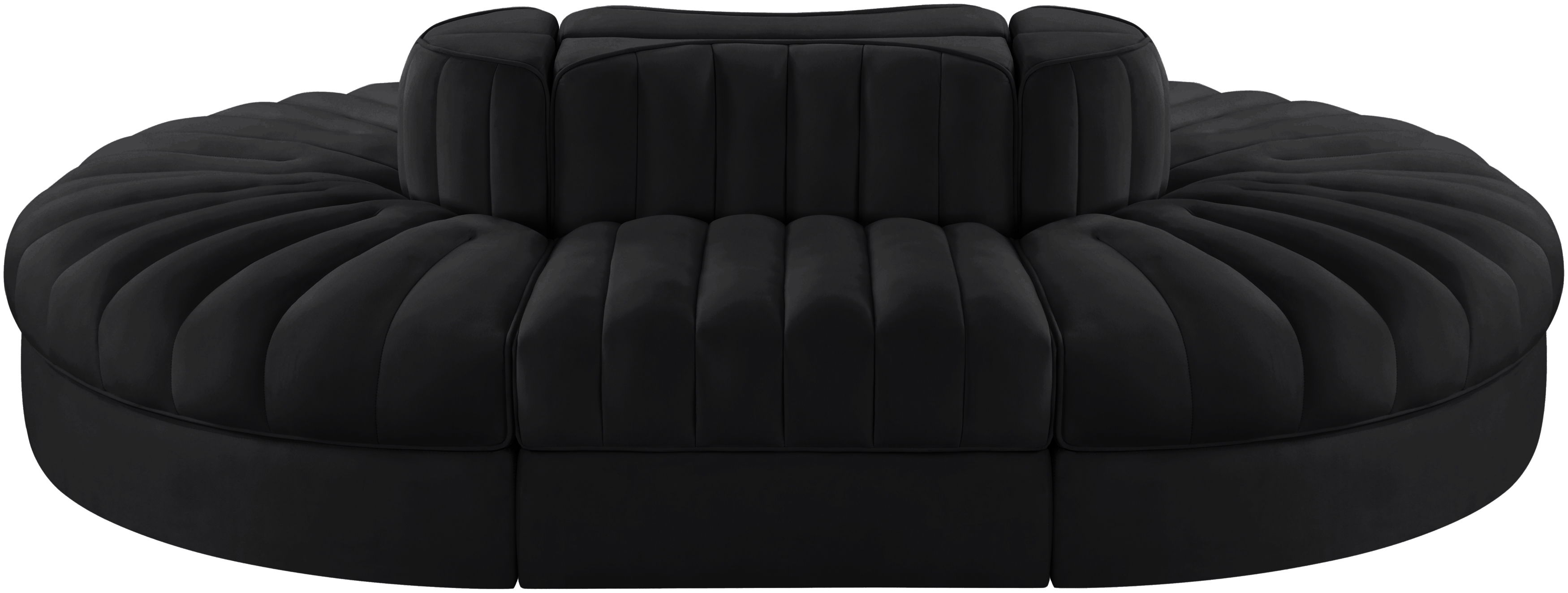 Rummi - Oval Velvet Performance Fabric Upholstered 6 Piece Modular Sectional - Black