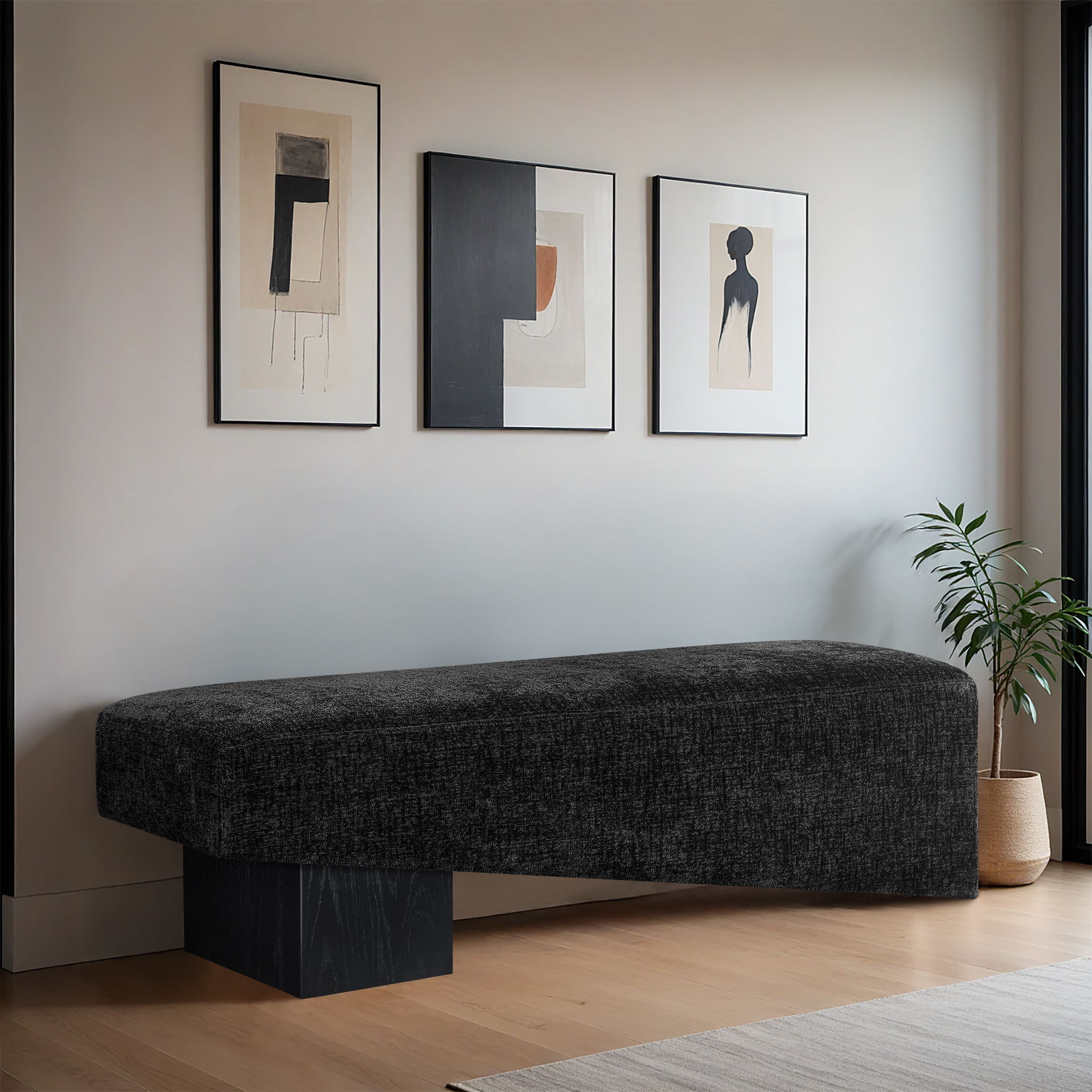 Alora - Bench With Black Base - Black