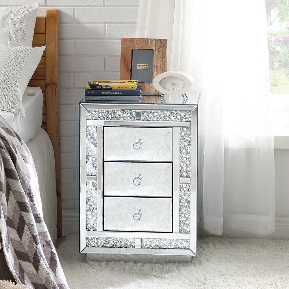 Mallika - Accent Table - Mirrored & Faux Crystals, silver, view 6