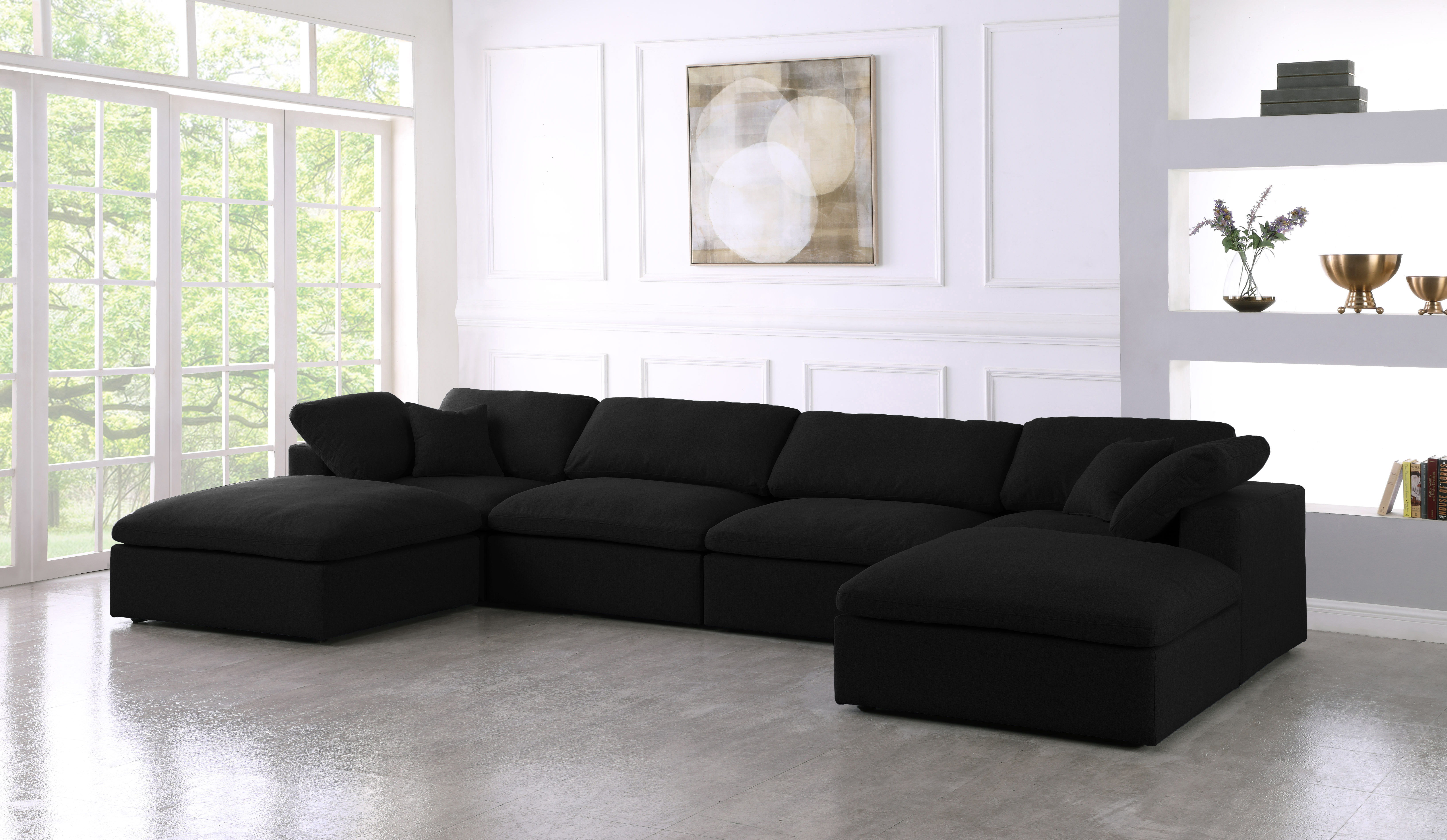 Serene - 6 Piece Modular Double Chaise Sectional - Black