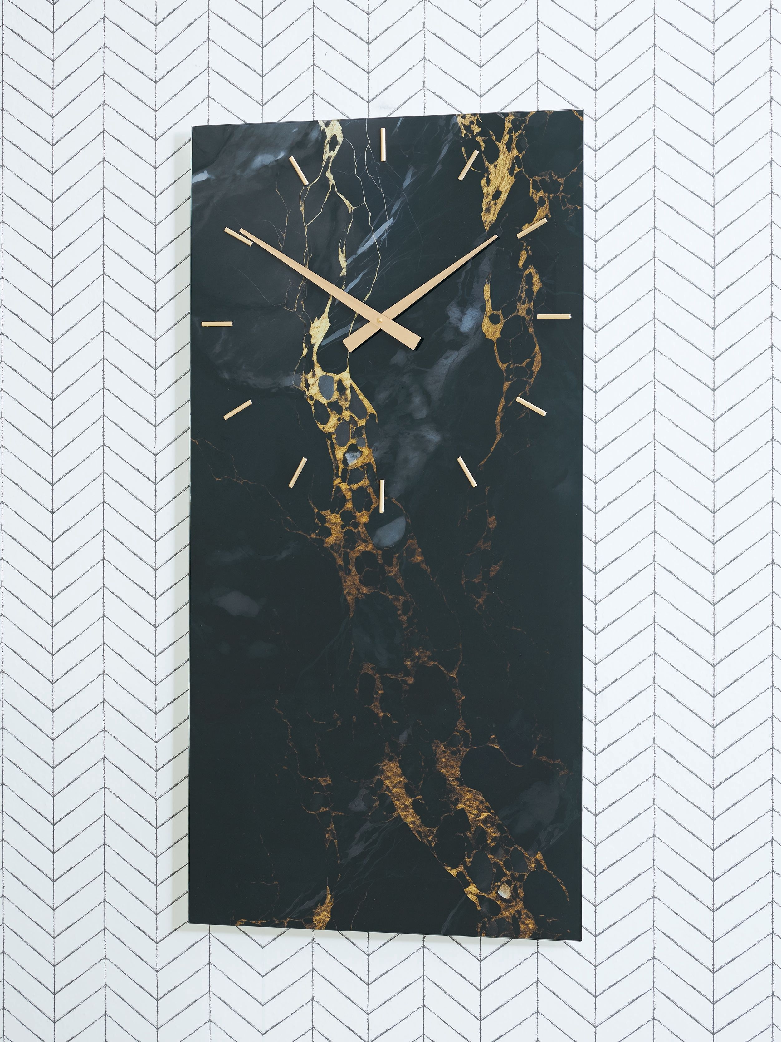Teague - Wall Clock - Black / Gold Finish