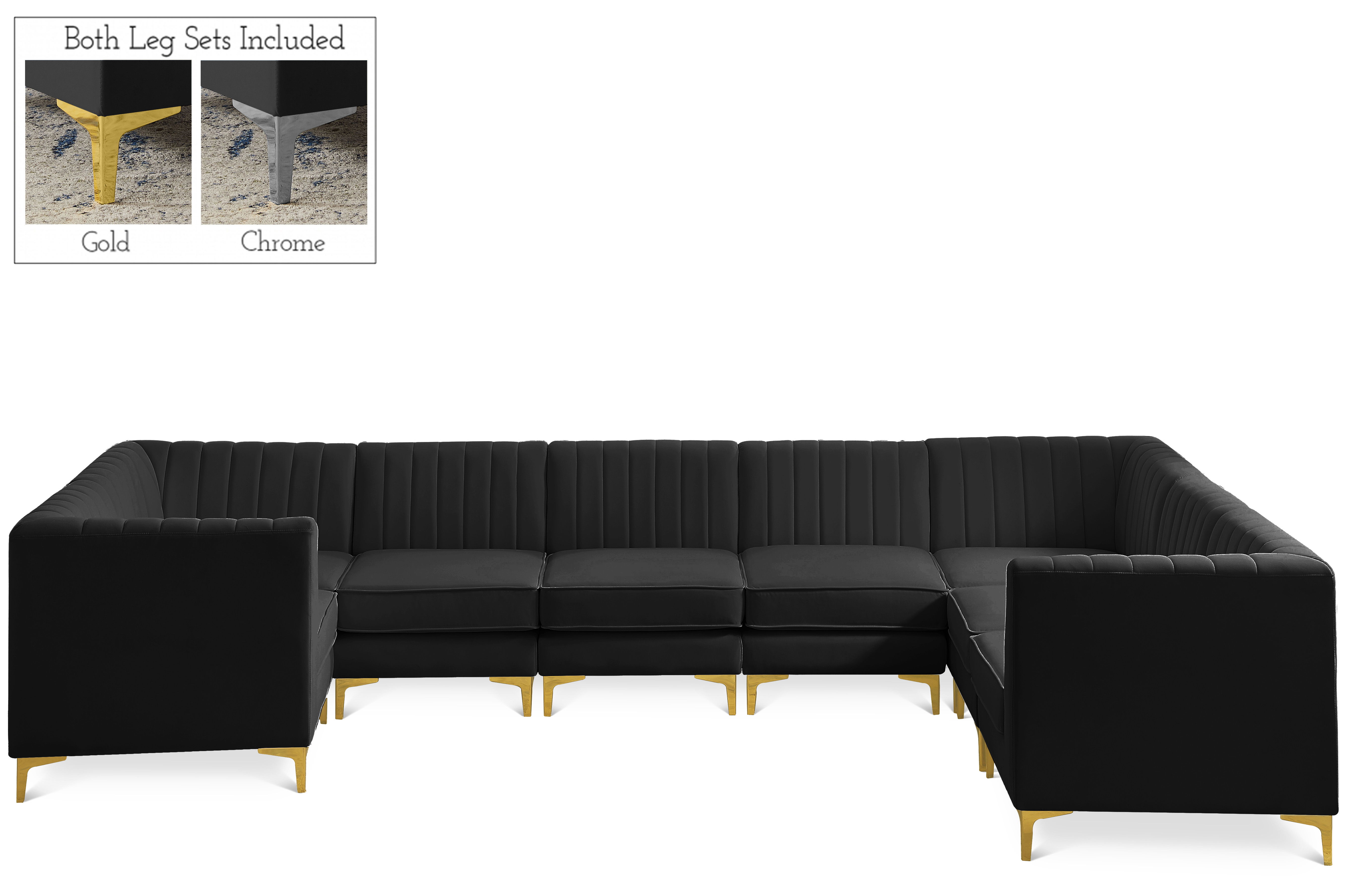 Alina - 8 Piece Modular U-Shaped Sectional - Black