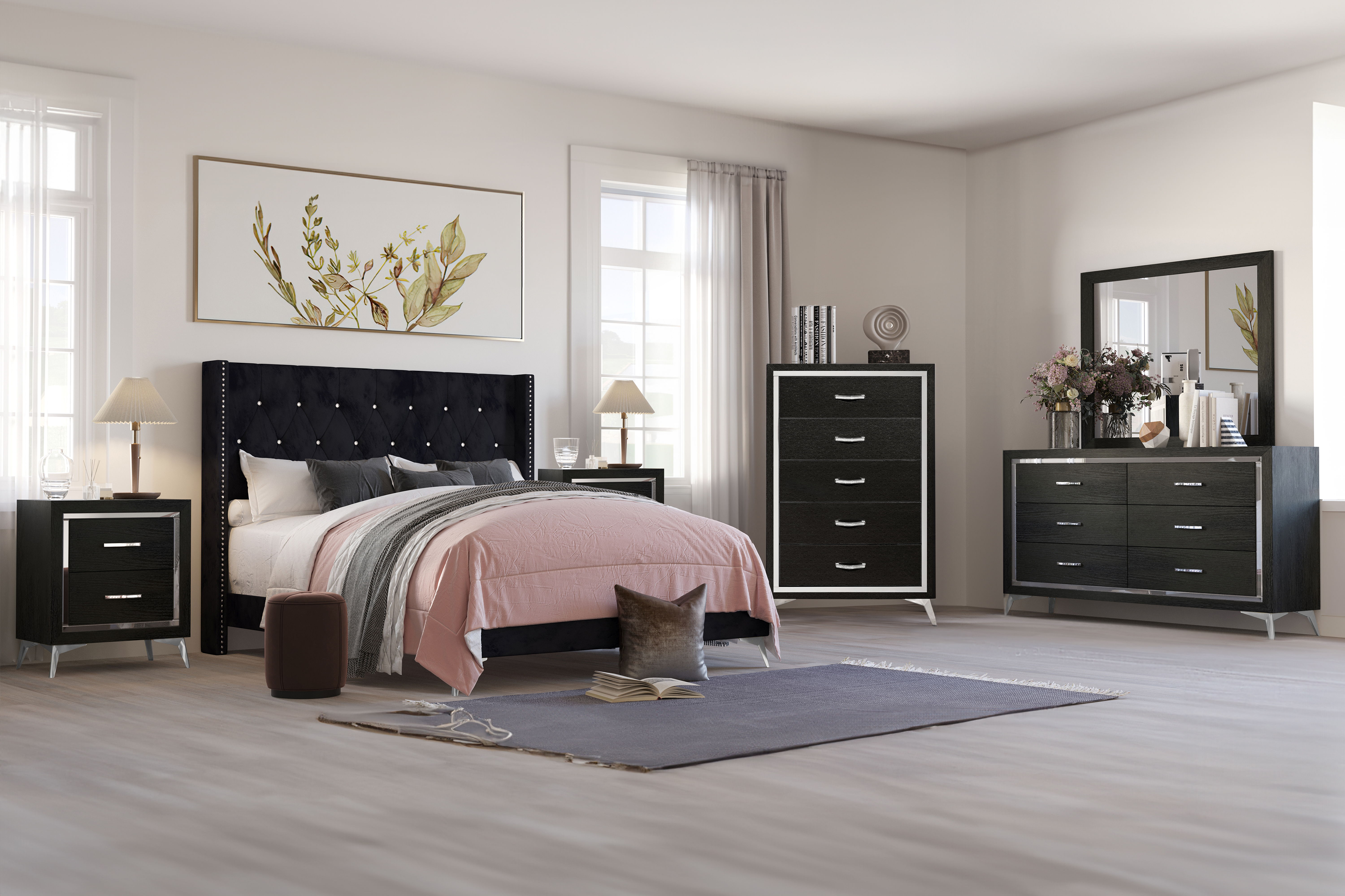King · 6 Pc · Bed, Dresser, Mirror, Chest, 2 Nightstands