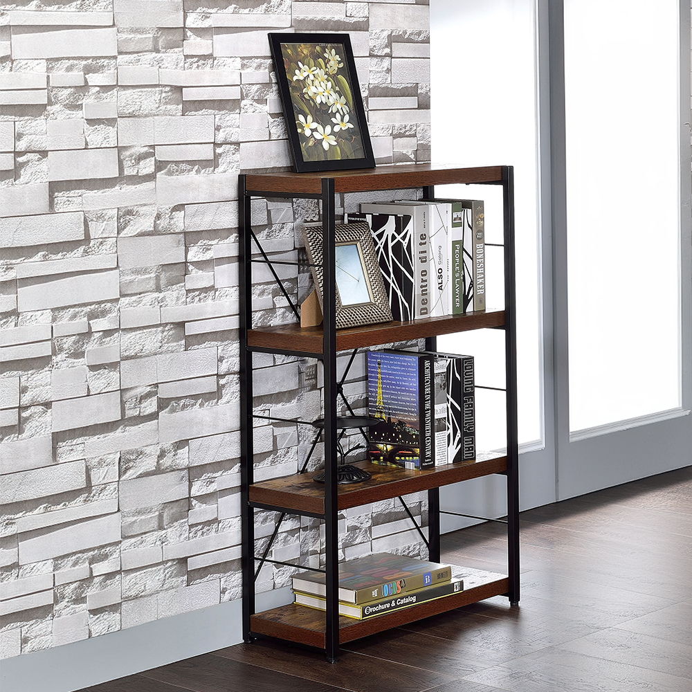 Bob - Bookshelf - Weathered Oak & Black, light brown