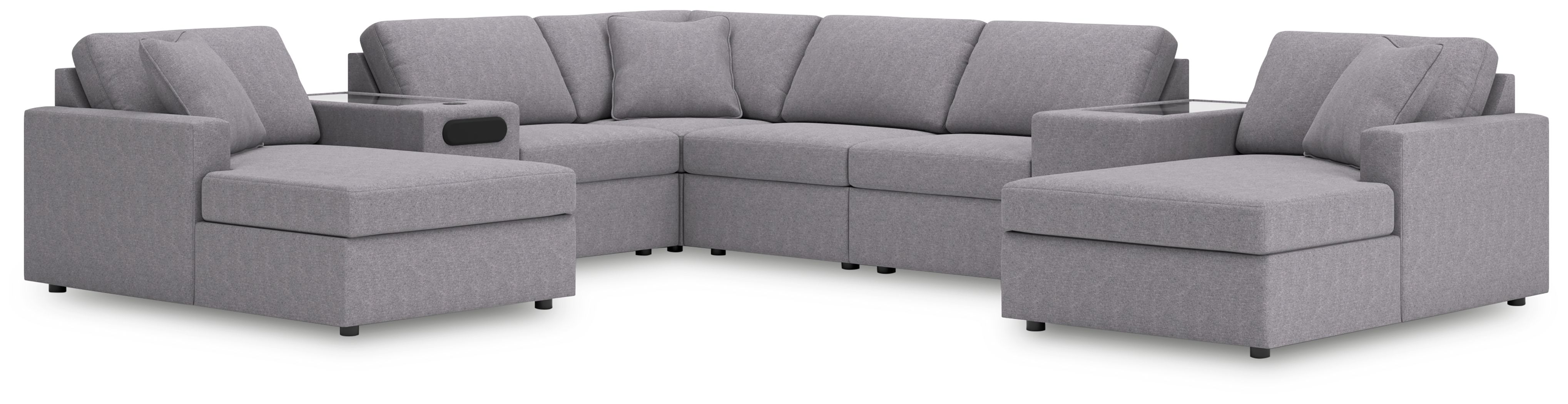 8 Pc · Double Chaise Sectional With Audio And Storage Consoles