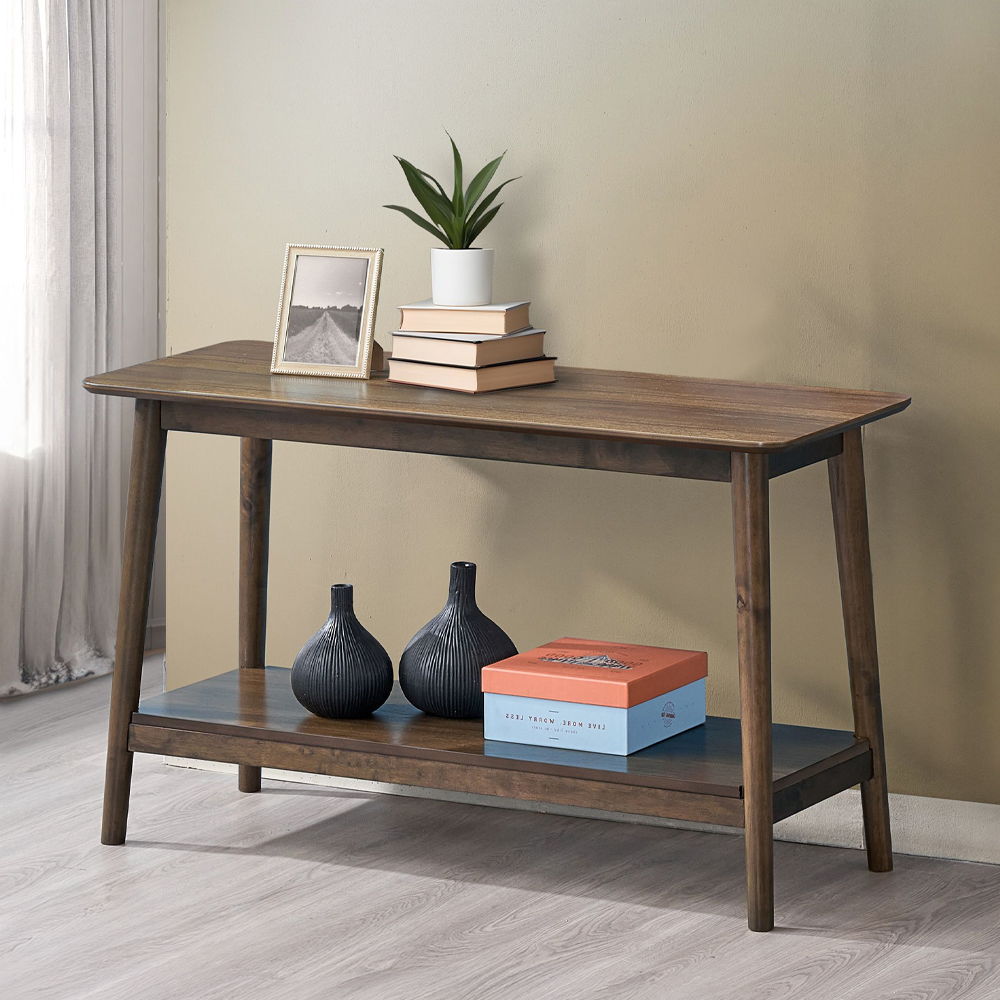 Lamonte - Sofa Table With Shelf - Walnut, dark brown, view 7