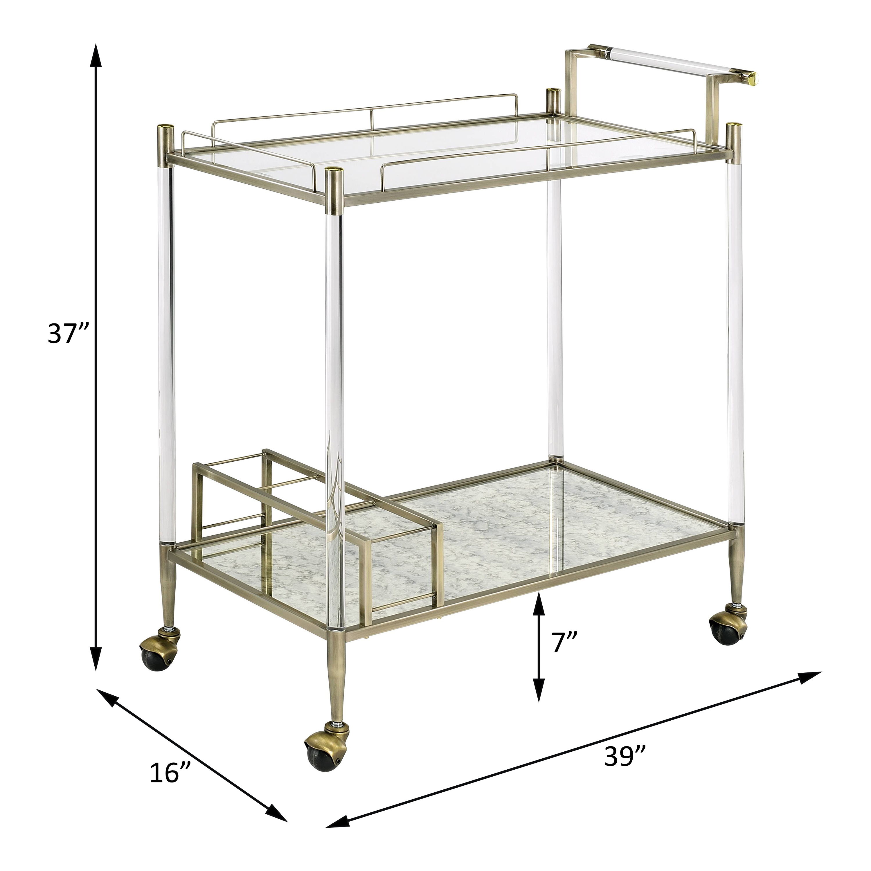 Cirro - Serving Cart - Antique Mirror & Wire Brass, silver, view 2